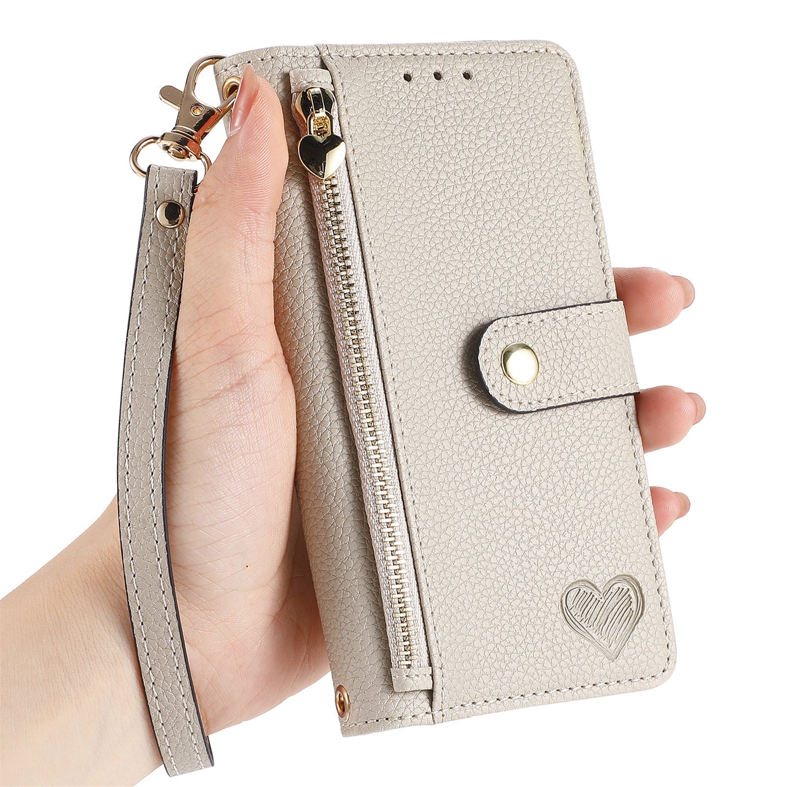 iPhone 15 Pro Max Lychee Lines Pattern Card Insert Phone Case