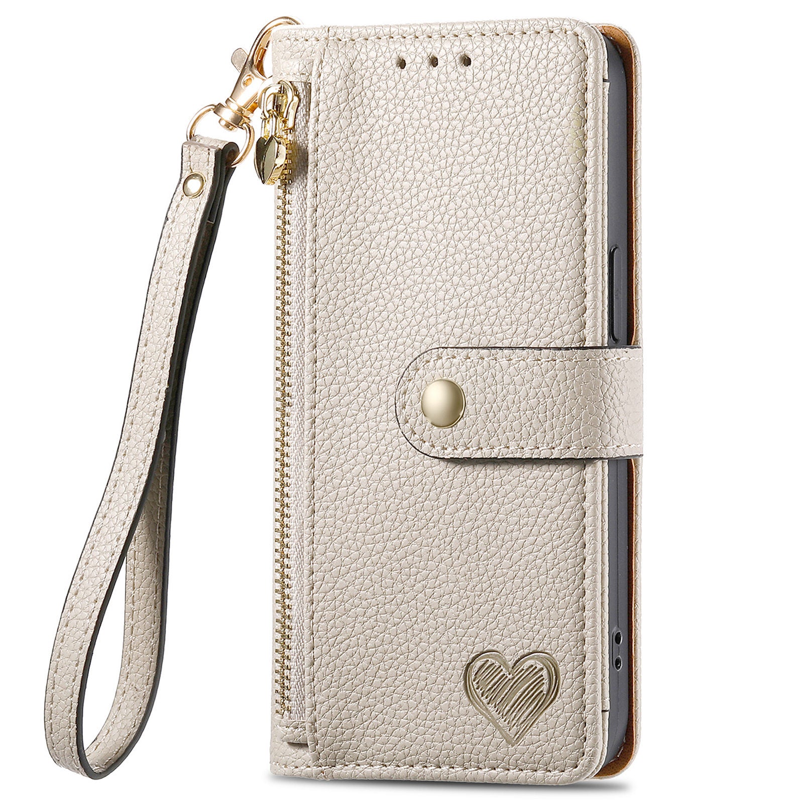 iPhone 15 Pro Max Lychee Lines Pattern Card Insert Phone Case