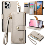 iPhone 15 Pro Max Lychee Lines Pattern Card Insert Phone Case