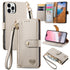 iPhone 15 Pro Max Lychee Lines Pattern Card Insert Phone Case