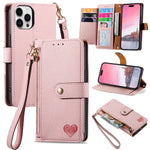 iPhone 15 Pro Max Lychee Lines Pattern Card Insert Phone Case