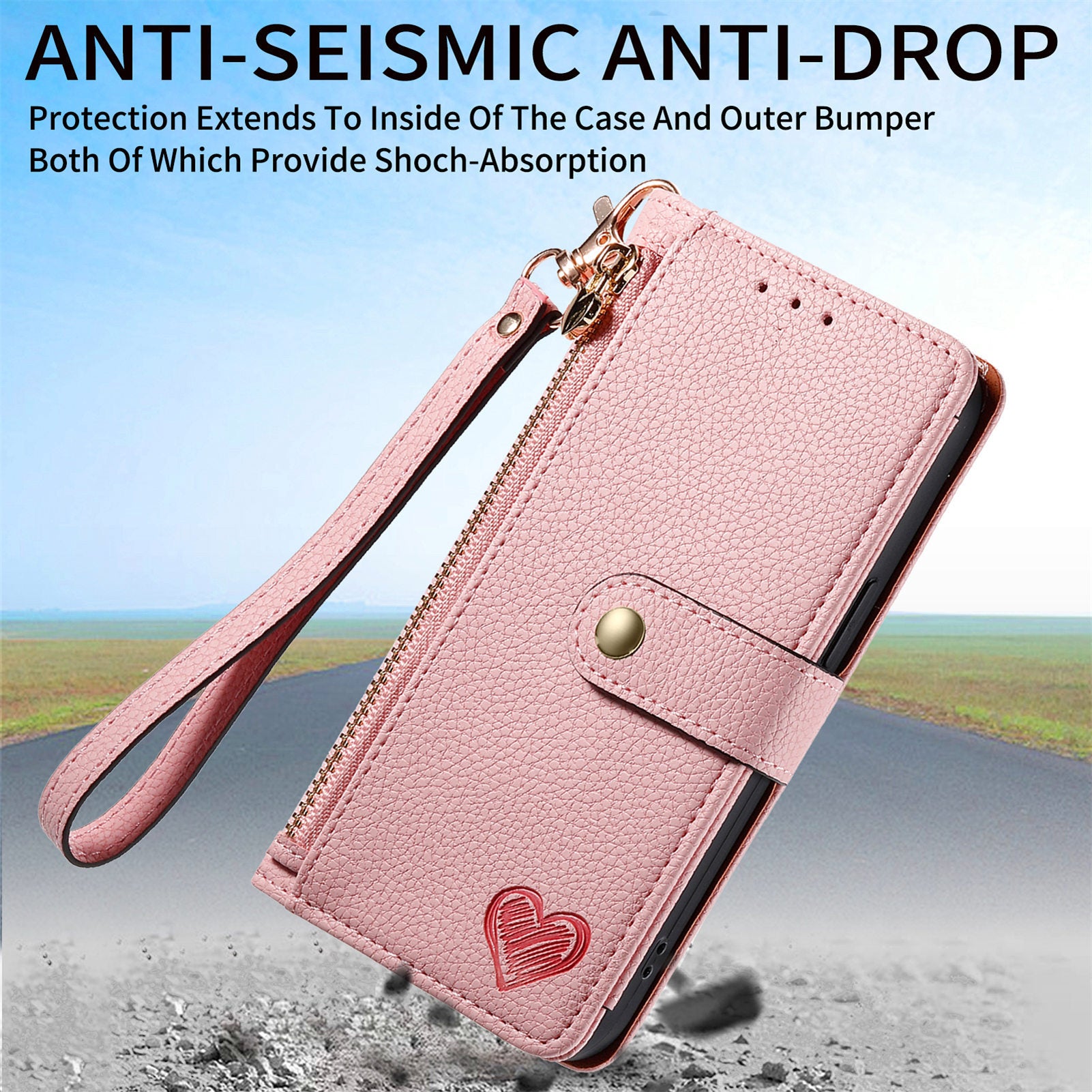 iPhone 15 Pro Max Lychee Lines Pattern Card Insert Phone Case