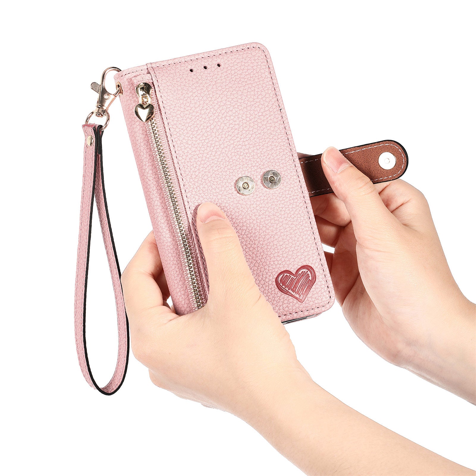 iPhone 15 Pro Max Lychee Lines Pattern Card Insert Phone Case