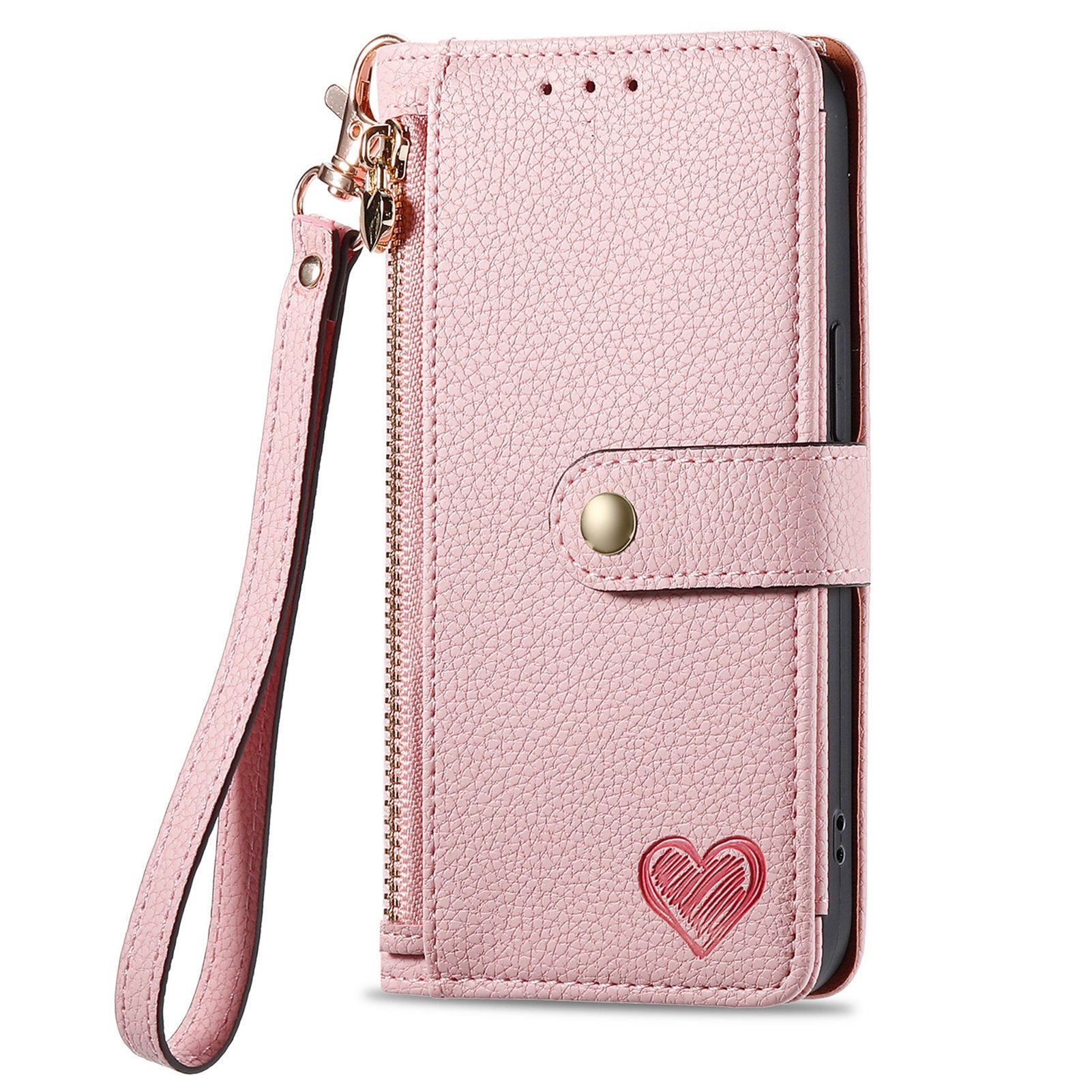 iPhone 15 Pro Max Lychee Lines Pattern Card Insert Phone Case