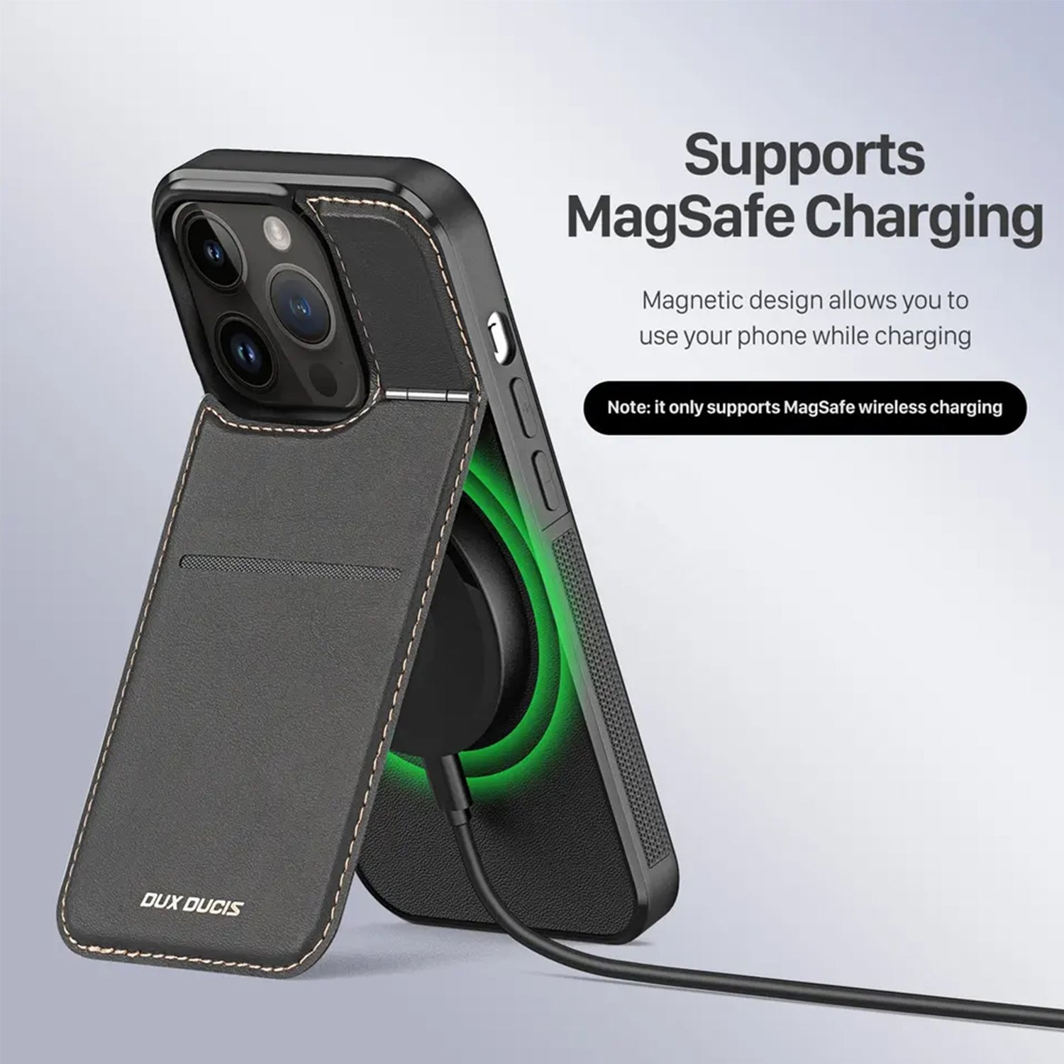 iPhone 15 Pro Max MagSafe Magnetic Insert Card Case-Black