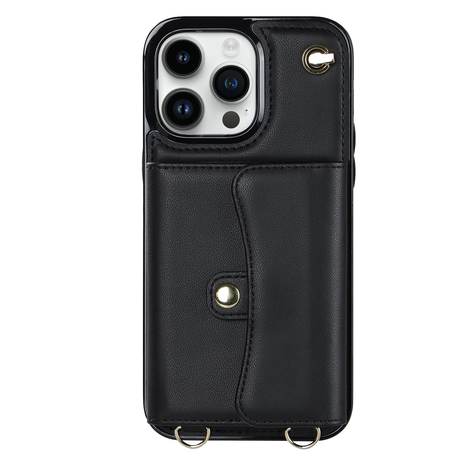 iPhone 15 Pro Card Insertion Crossbody Lanyard Case