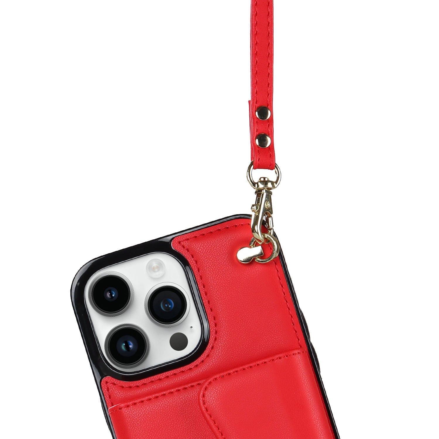iPhone 15 Pro Card Insertion Crossbody Lanyard Case