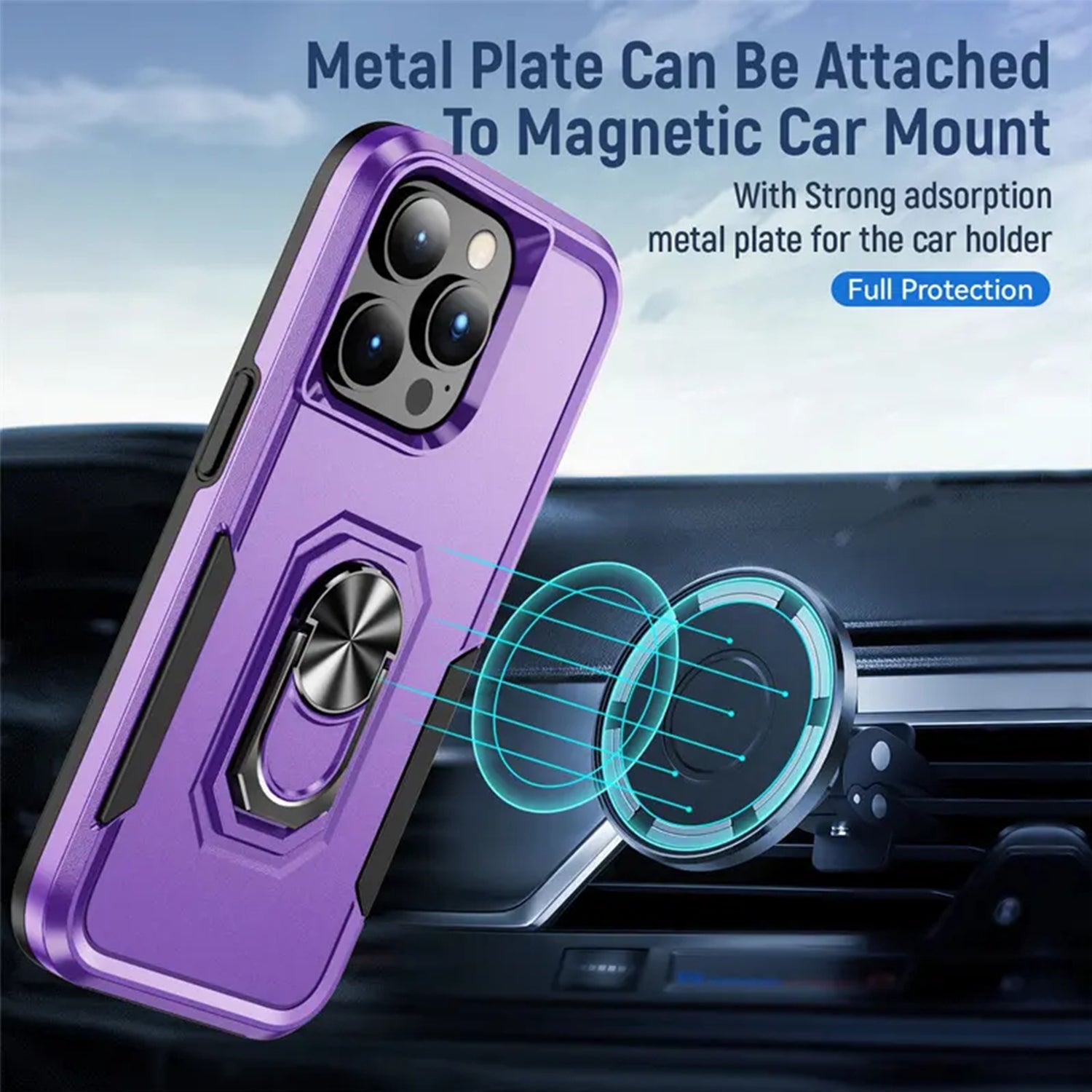 iPhone 15 Pro Kickstand Fully Protected Heavy-Duty Shockproof Case