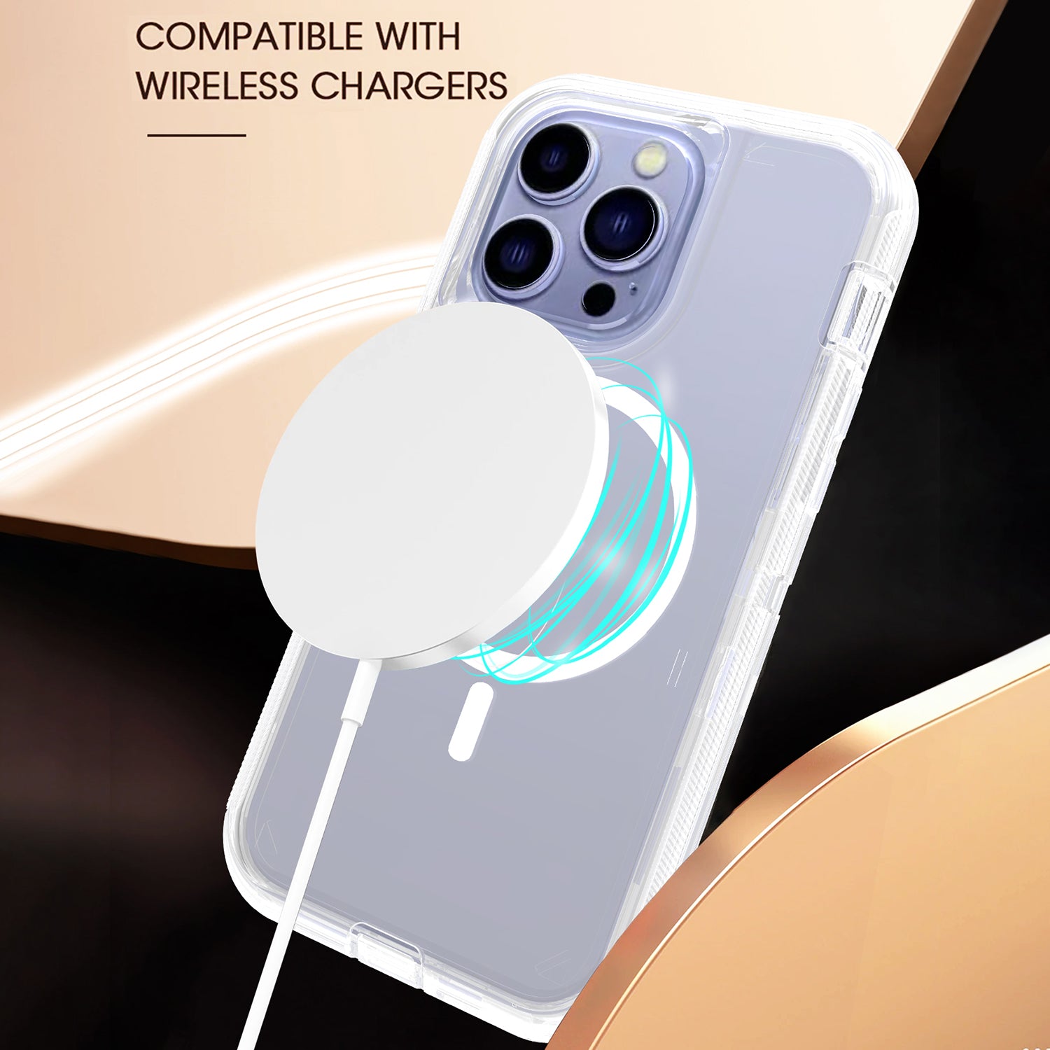 iPhone 14 Pro/13 Pro Magnetic Attraction Transparent Full Protection Heavy Phone Case