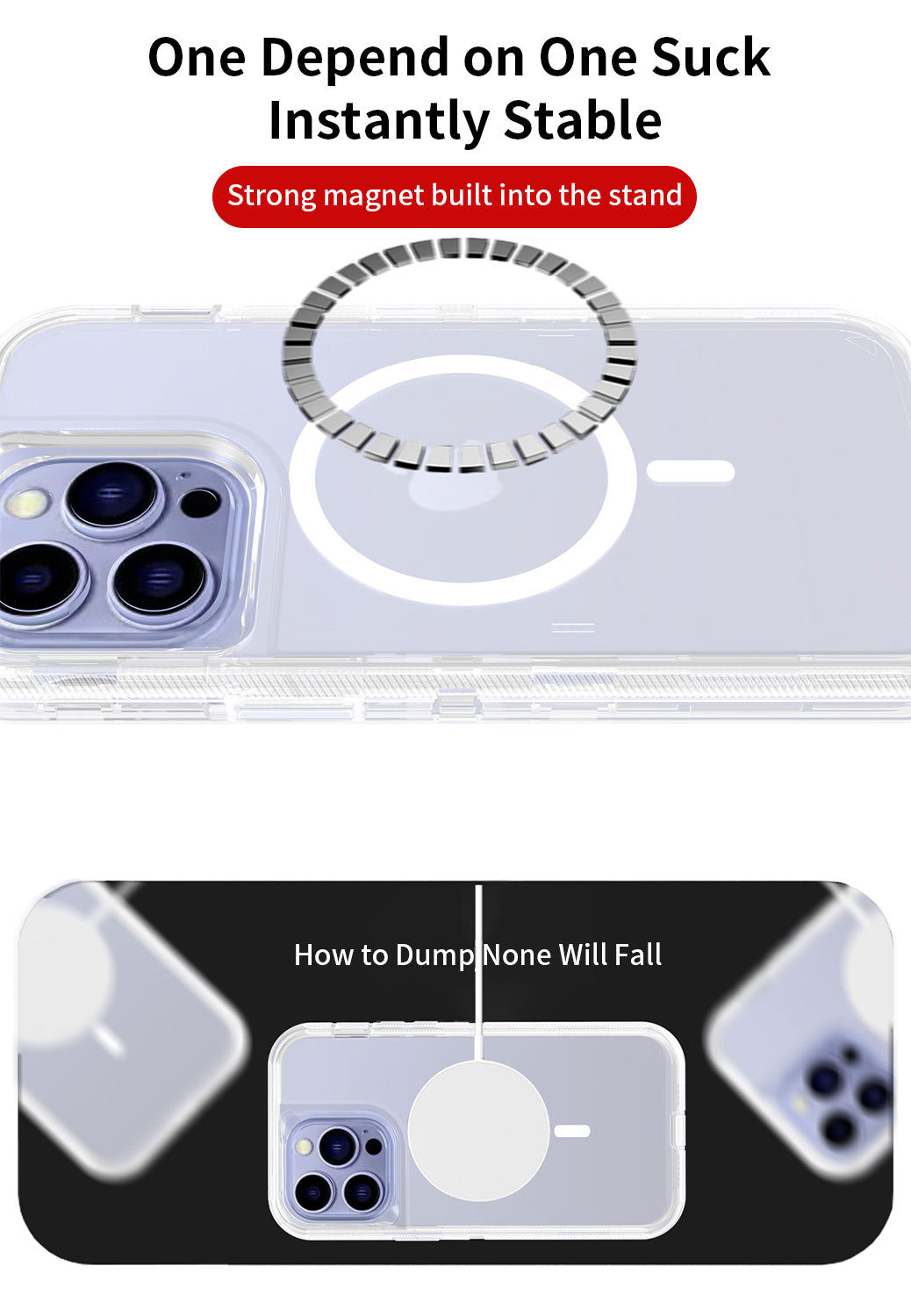 iPhone 14 Pro/13 Pro Magnetic Attraction Transparent Full Protection Heavy Phone Case