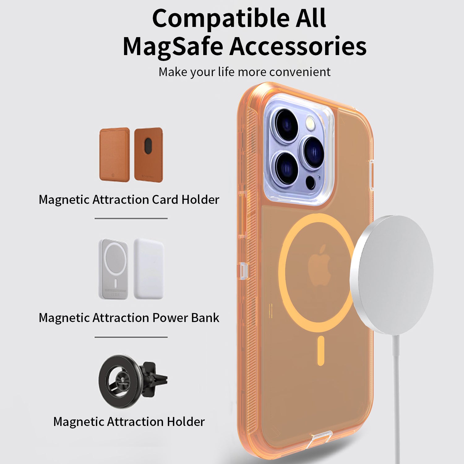 iPhone 14 Pro/13 Pro Magnetic Attraction Transparent Full Protection Heavy Phone Case