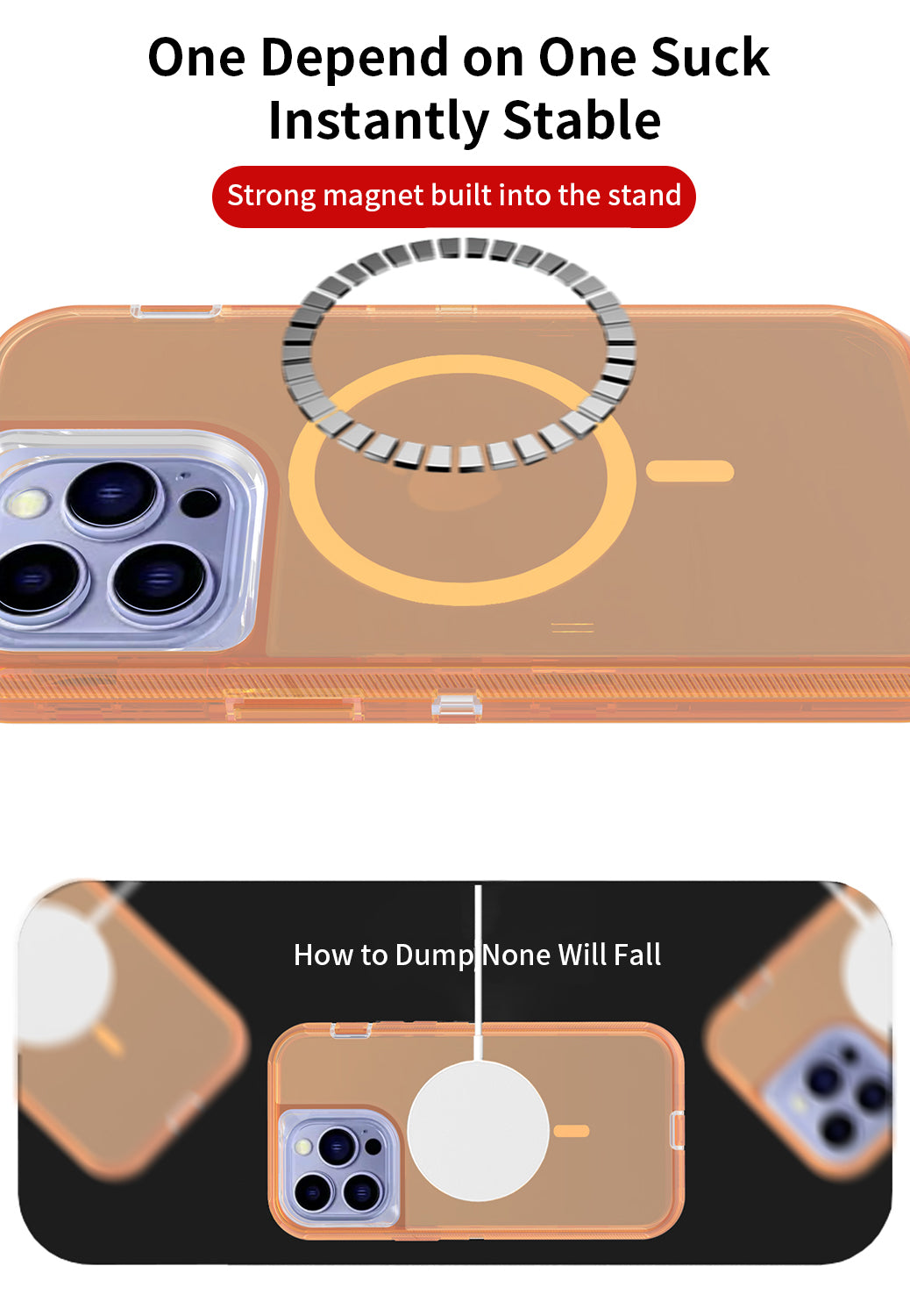 iPhone 14 Pro/13 Pro Magnetic Attraction Transparent Full Protection Heavy Phone Case