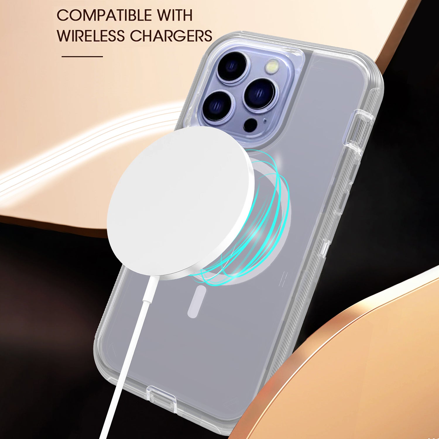 iPhone 14 Pro/13 Pro Magnetic Attraction Transparent Full Protection Heavy Phone Case