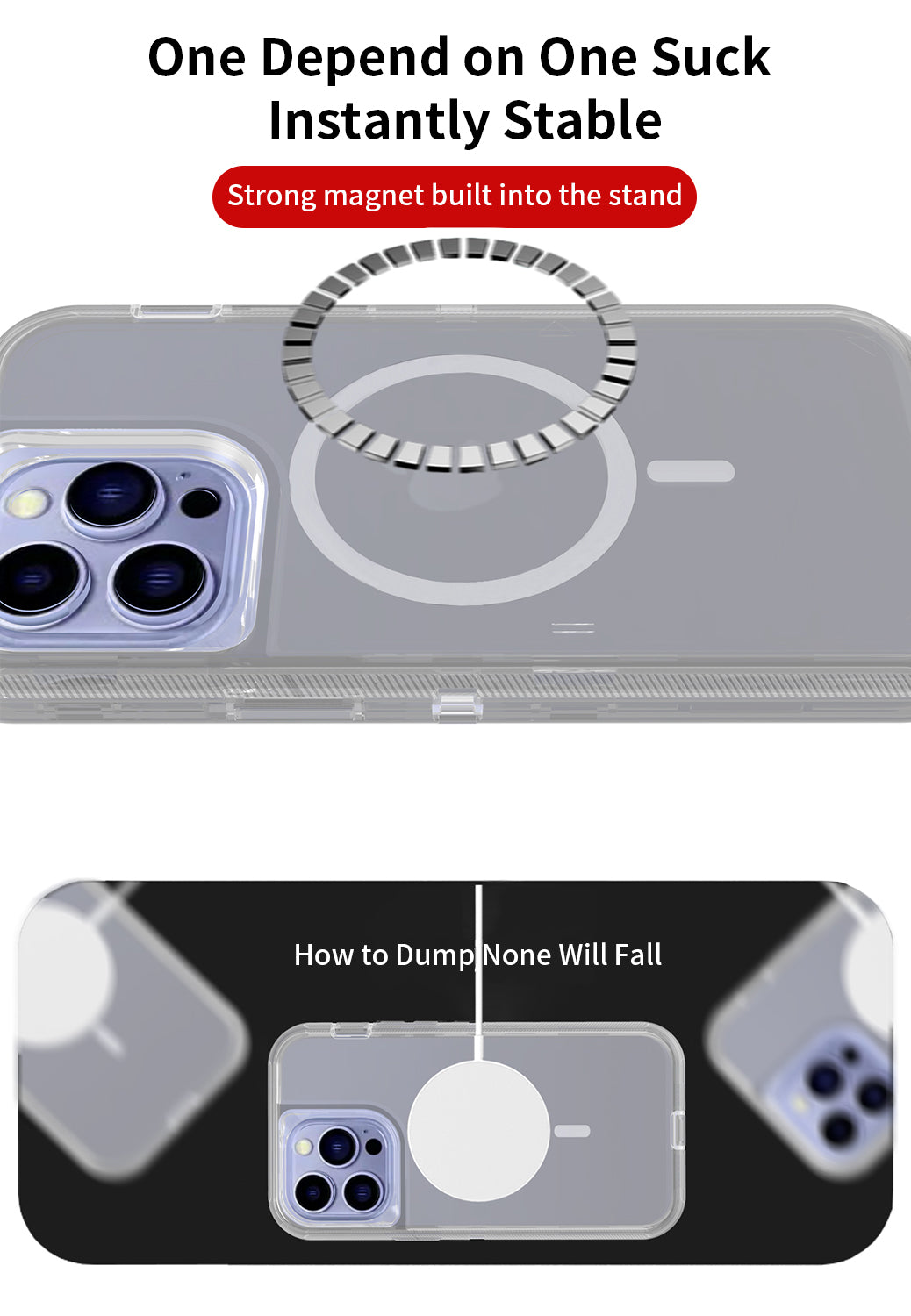 iPhone 14 Pro/13 Pro Magnetic Attraction Transparent Full Protection Heavy Phone Case