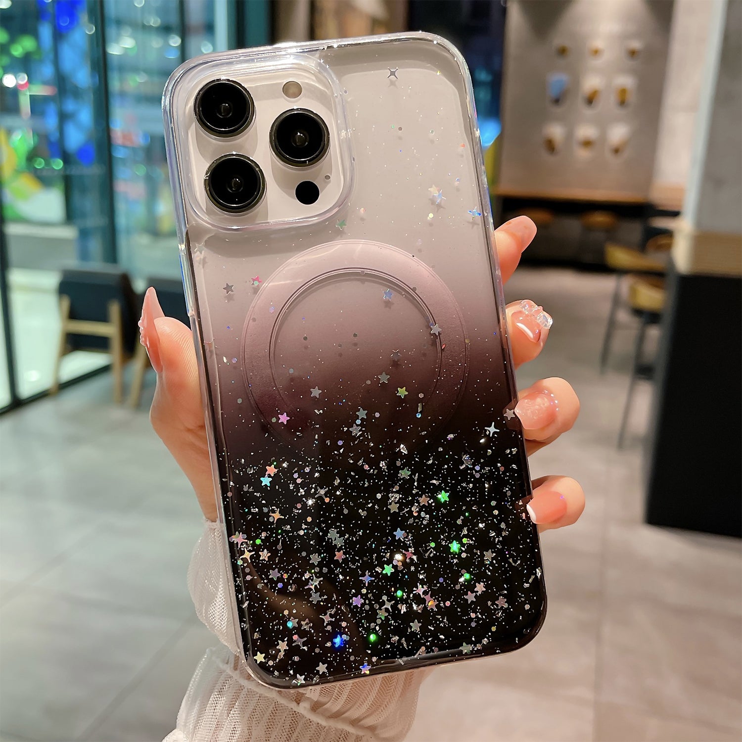 iPhone 15 Pro Luxury Sparkly Cover for , Clear Shockproof Silicone Bumper Case