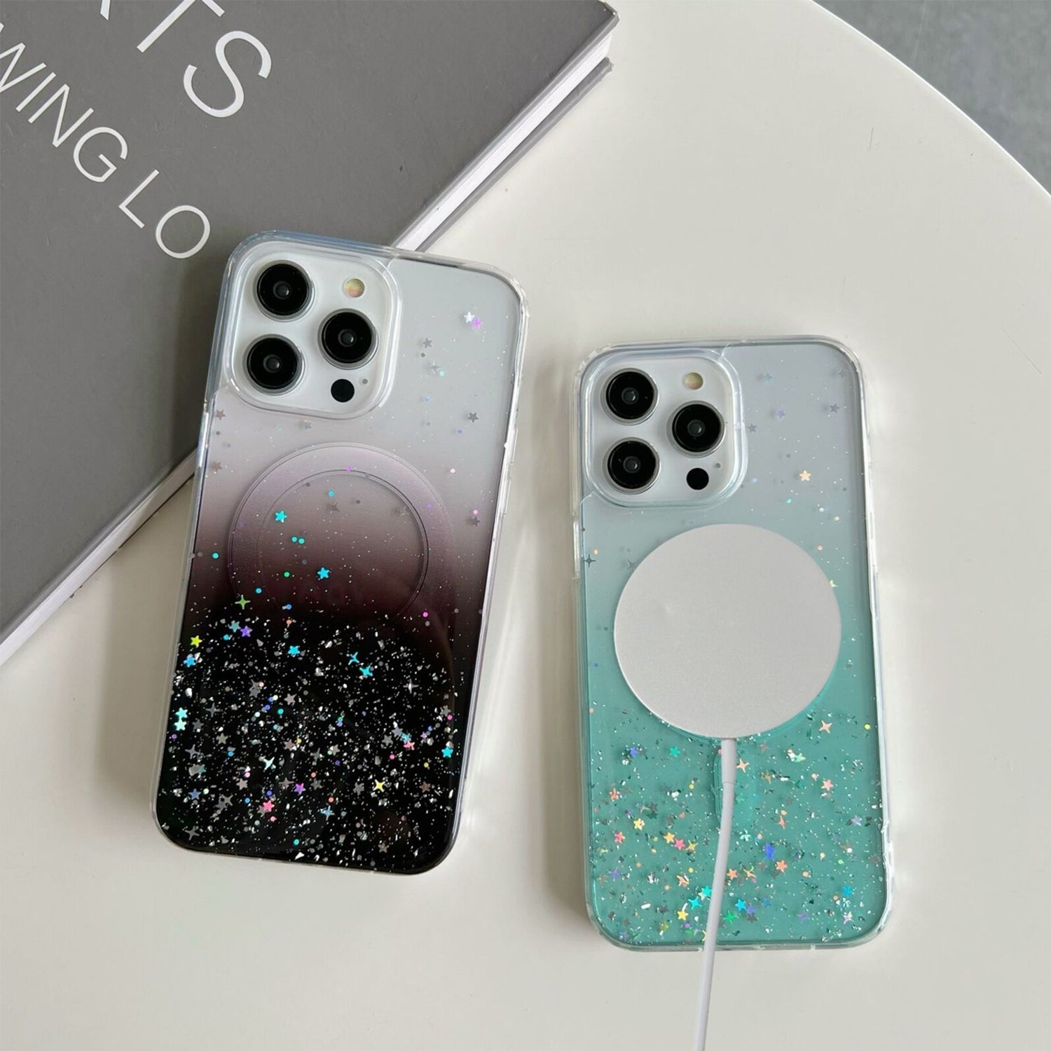 iPhone 15 Pro Luxury Sparkly Cover for , Clear Shockproof Silicone Bumper Case