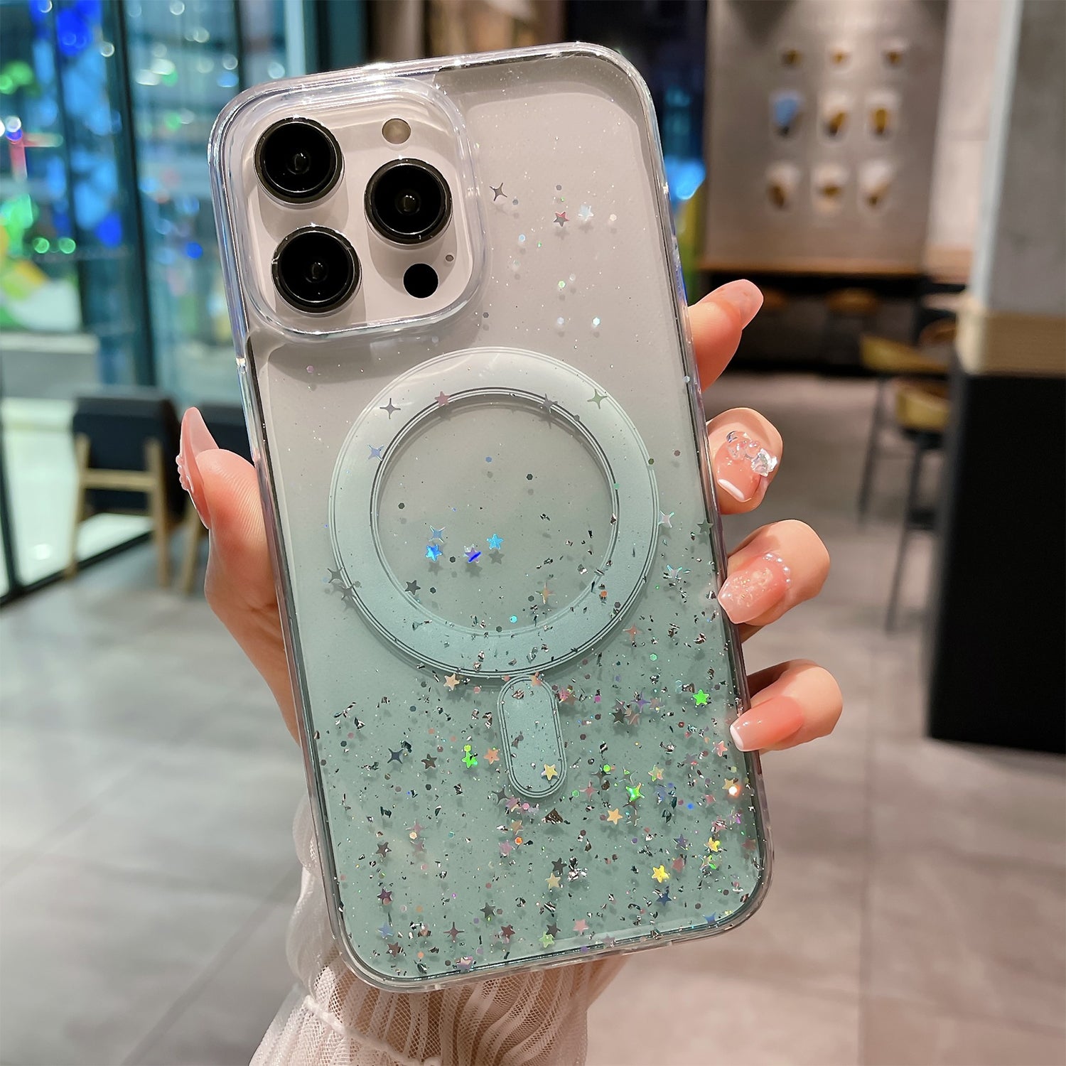 iPhone 15 Pro Luxury Sparkly Cover for , Clear Shockproof Silicone Bumper Case