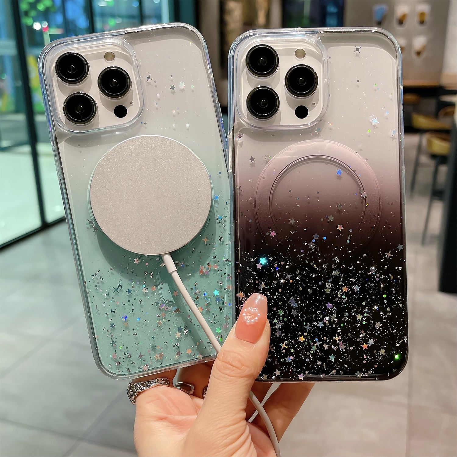 iPhone 15 Pro Luxury Sparkly Cover for , Clear Shockproof Silicone Bumper Case