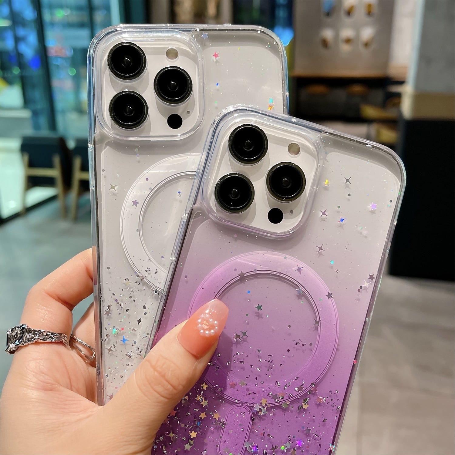 iPhone 15 Pro Luxury Sparkly Cover for , Clear Shockproof Silicone Bumper Case