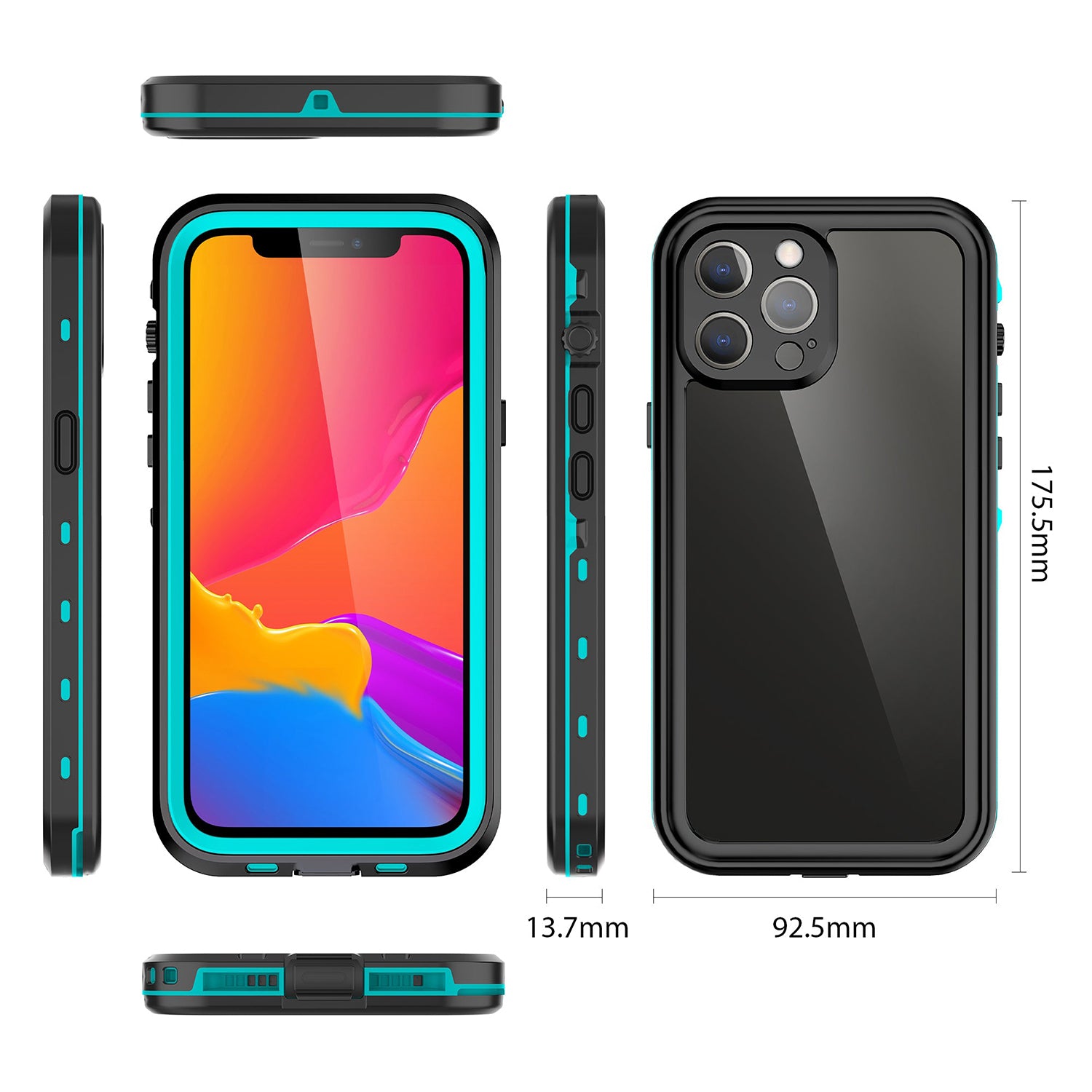 Apple iPhone 13 Pro Max (6.7") 360 Full Protective Waterproof Case with Built-in Screen Fingerprint Protector