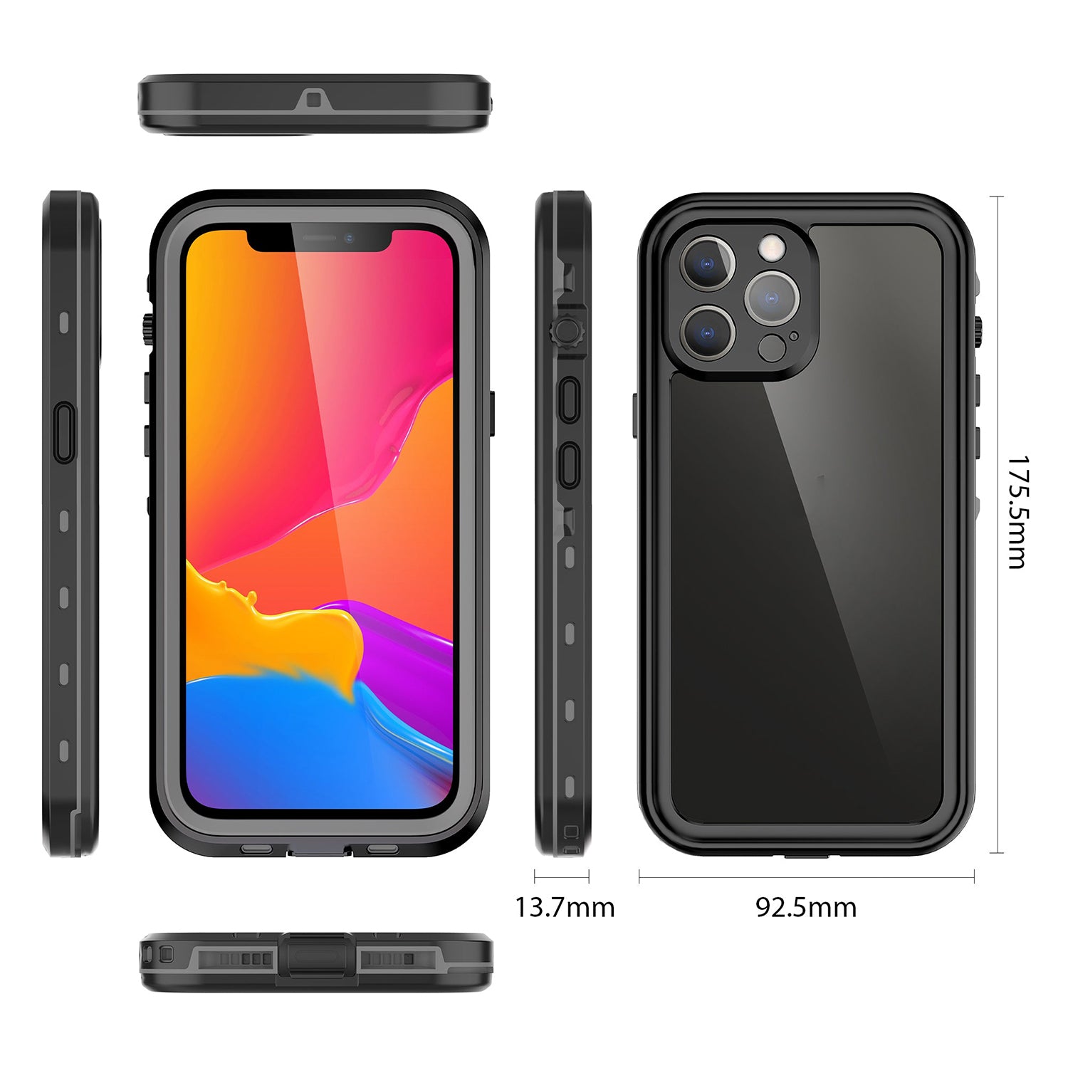 Apple iPhone 13 Pro Max (6.7") 360 Full Protective Waterproof Case with Built-in Screen Fingerprint Protector