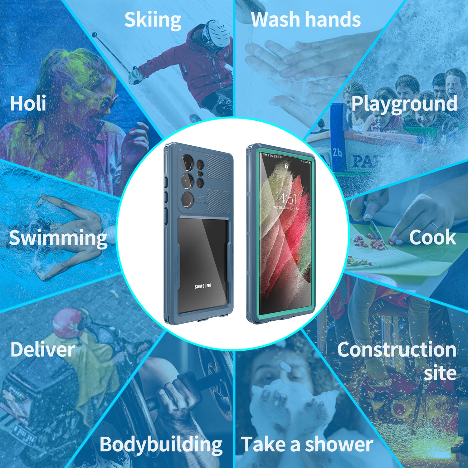 Samsung Galaxy S23 Ultra 360 Full Protective Waterproof Case with Built-in Screen Fingerprint Protector