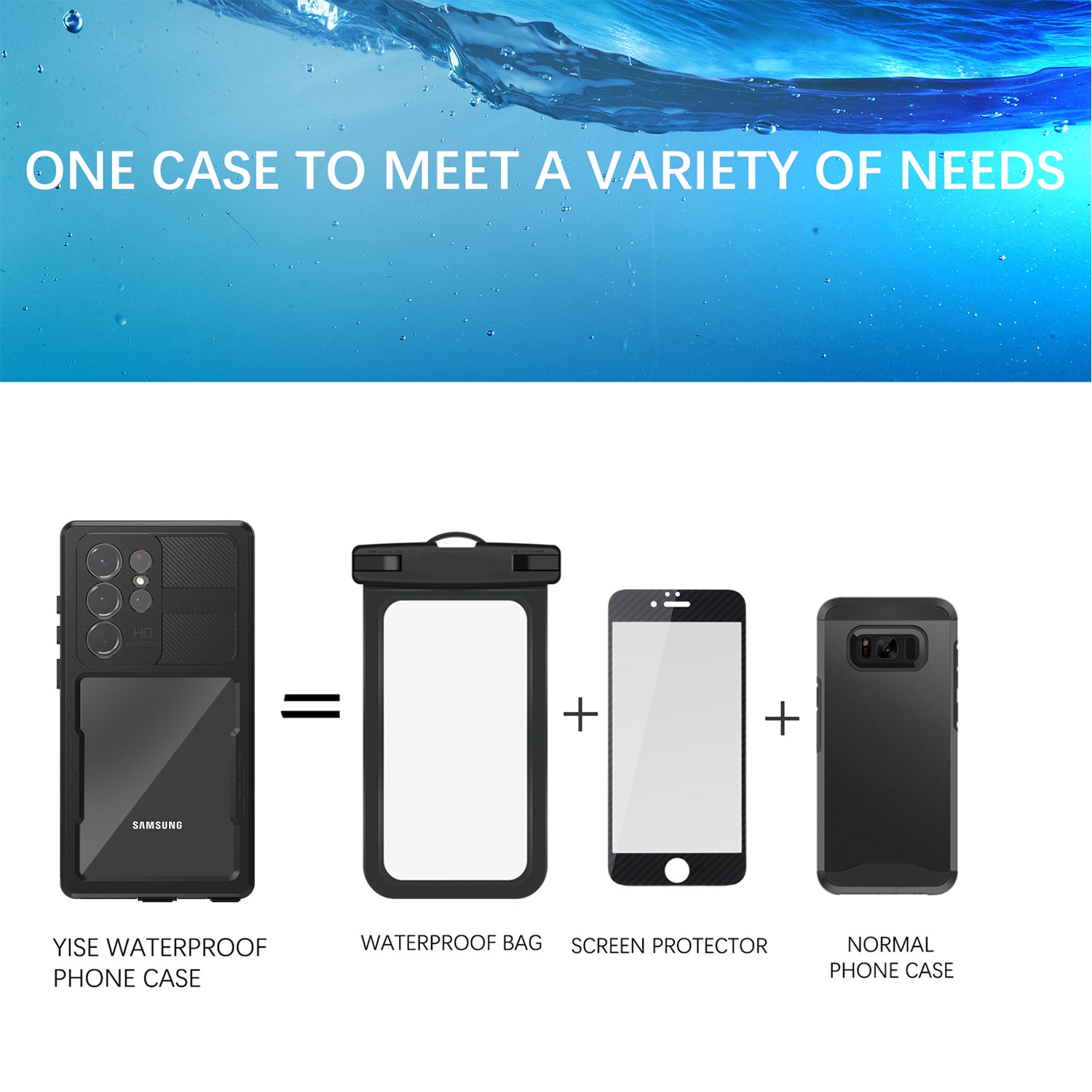 Samsung Galaxy S23 Ultra 360 Full Protective Waterproof Case with Built-in Screen Fingerprint Protector