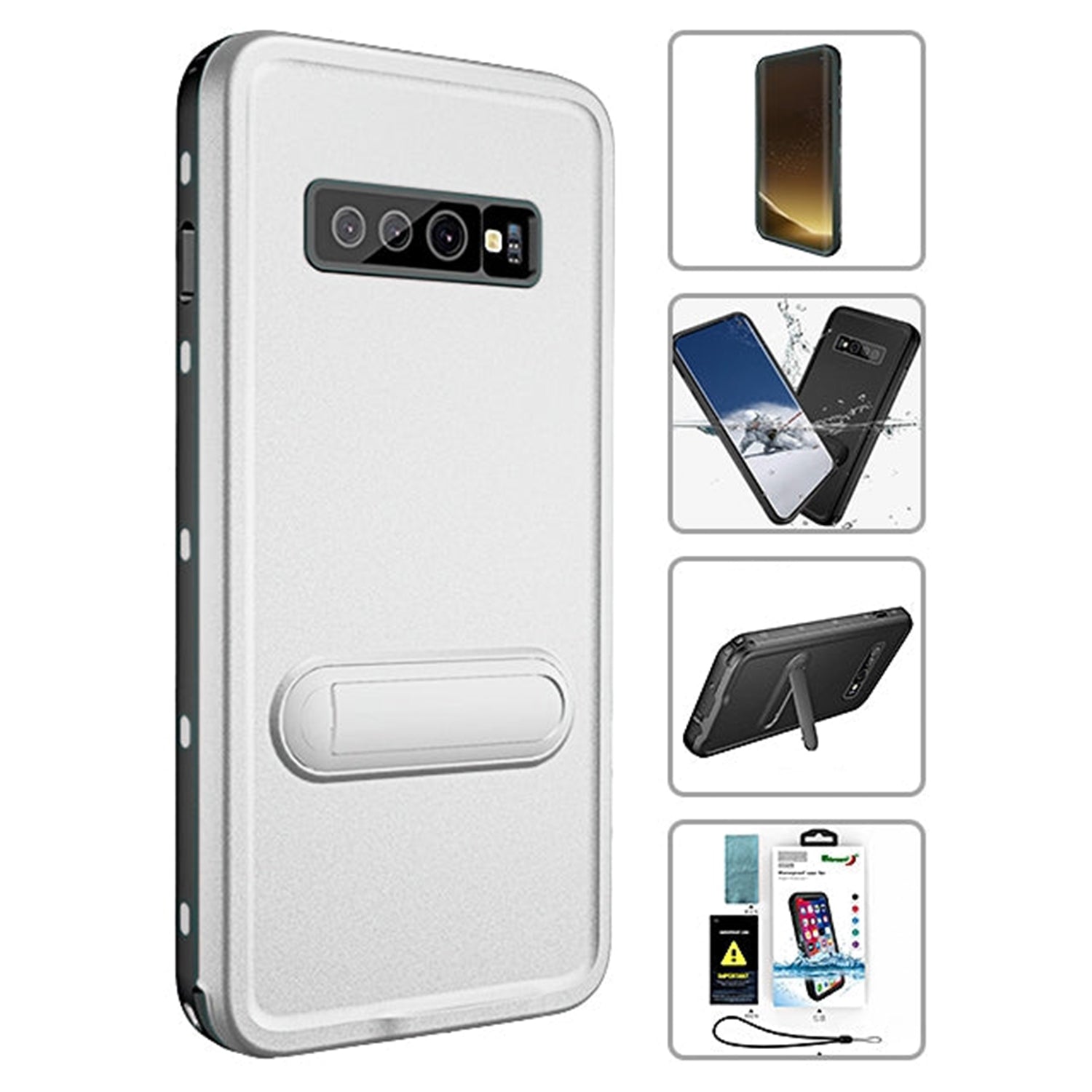 Kickstand Red Pepper Waterproof Case for Galaxy S10 Plus (6.4")