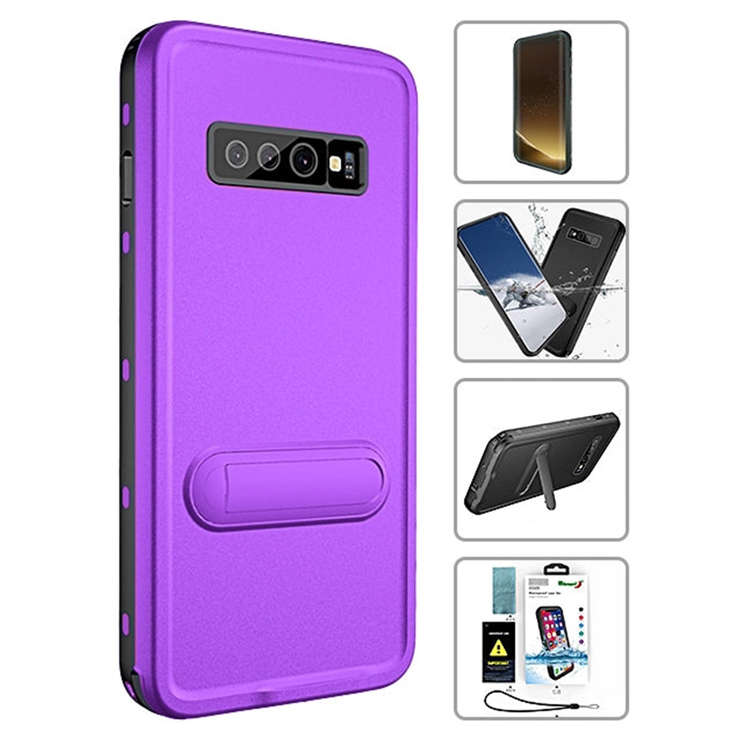 Kickstand Red Pepper Waterproof Case for Galaxy S10 Plus (6.4")