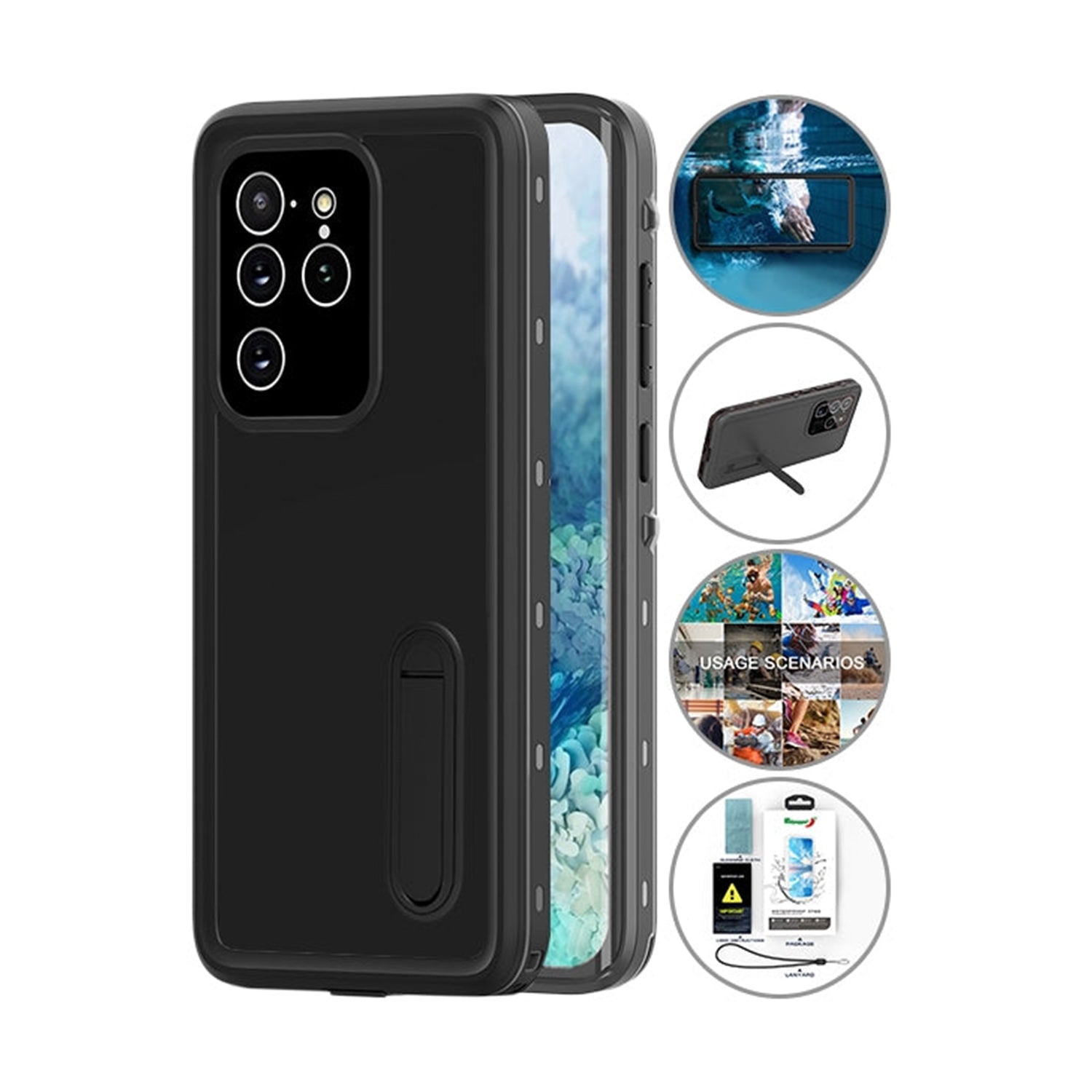Kickstand Red Pepper Waterproof Case for Galaxy S20 Plus