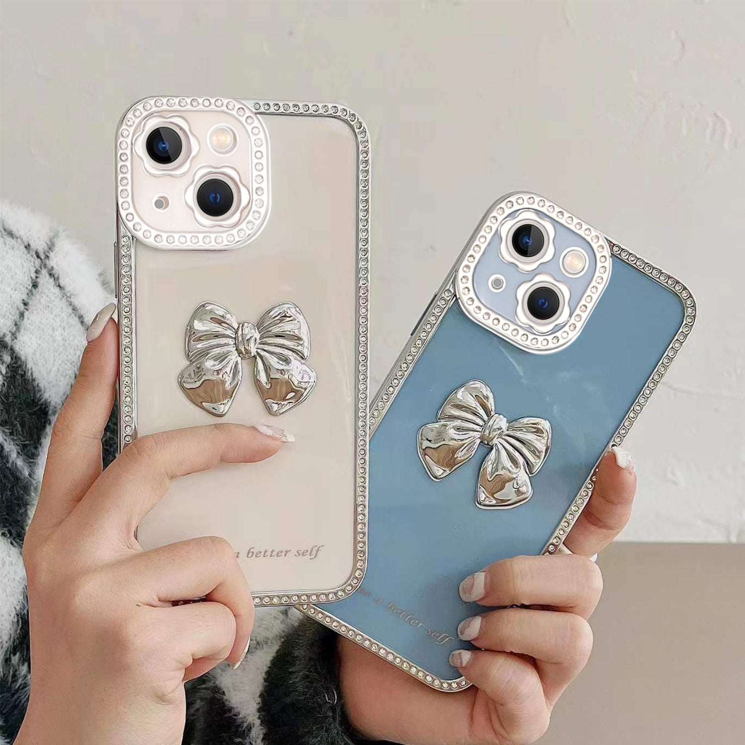 iPhone 13 Diamond frame color electroplating bow case