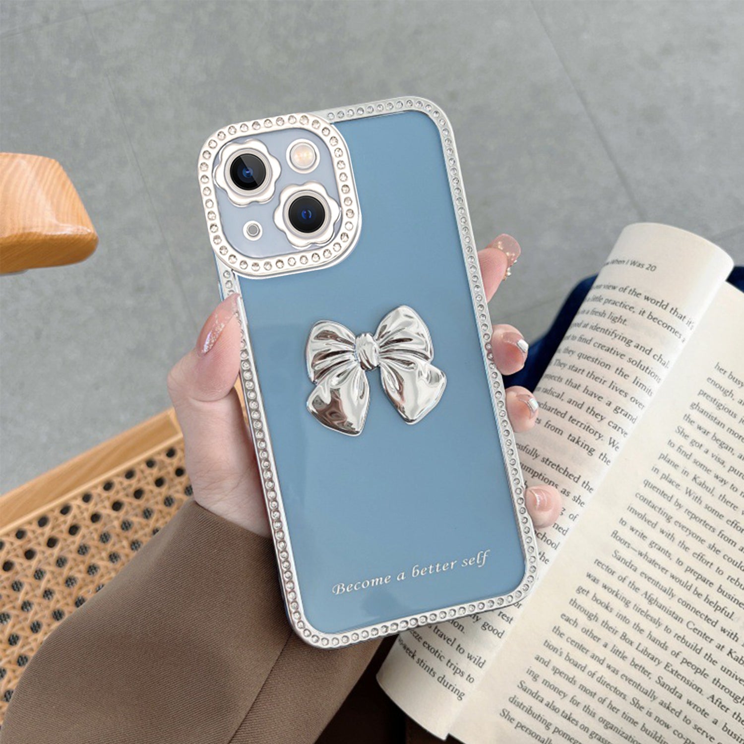 iPhone 13 Diamond frame color electroplating bow case