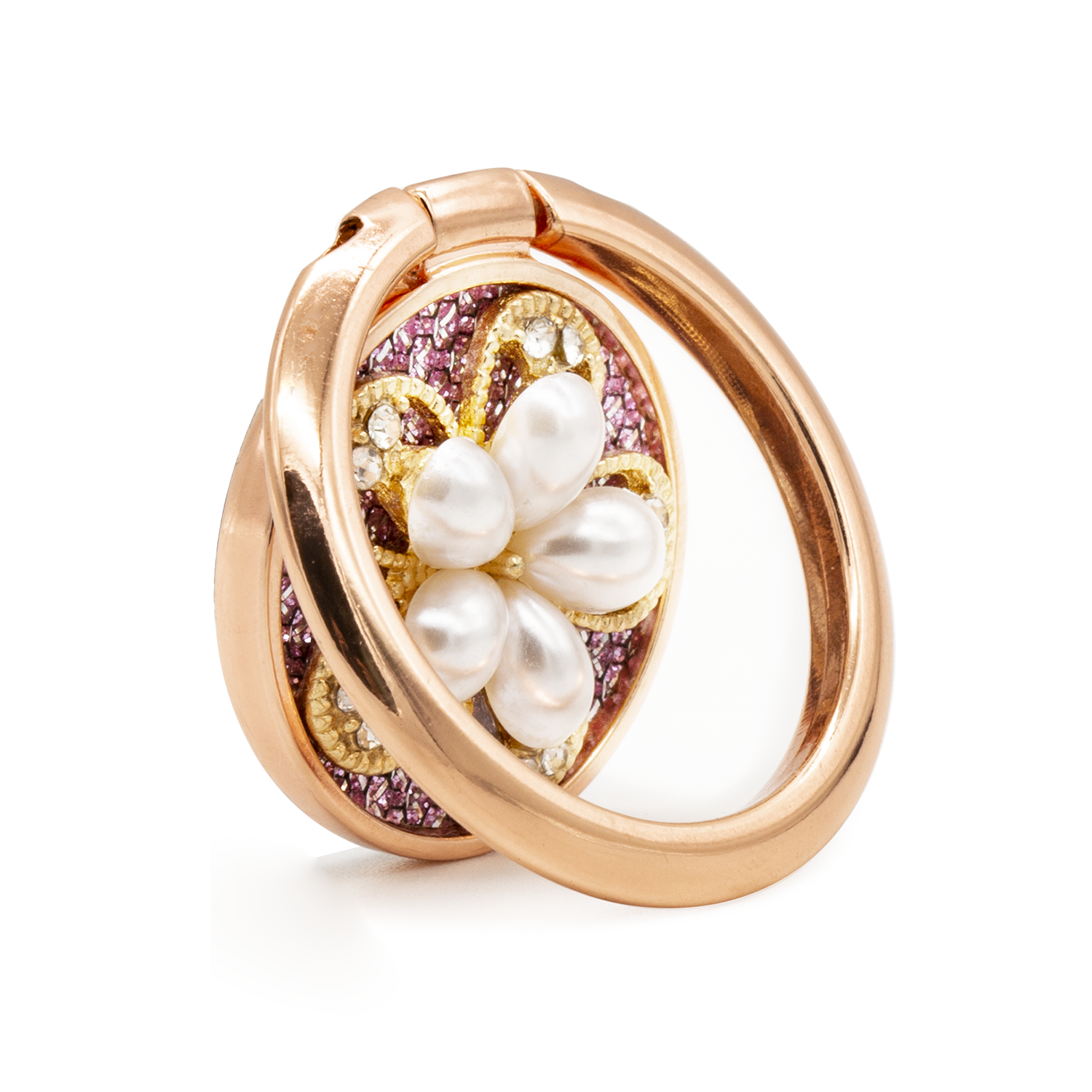 Bling bling pearl and diamonds mobile phone metal ring buckle / kickstand