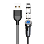 3 in 1 rotating magnetic Suction data Fast Charge Cable Compatible With iPhone 15 Series(3FT)