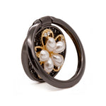 Bling bling pearl and diamonds mobile phone metal ring buckle / kickstand