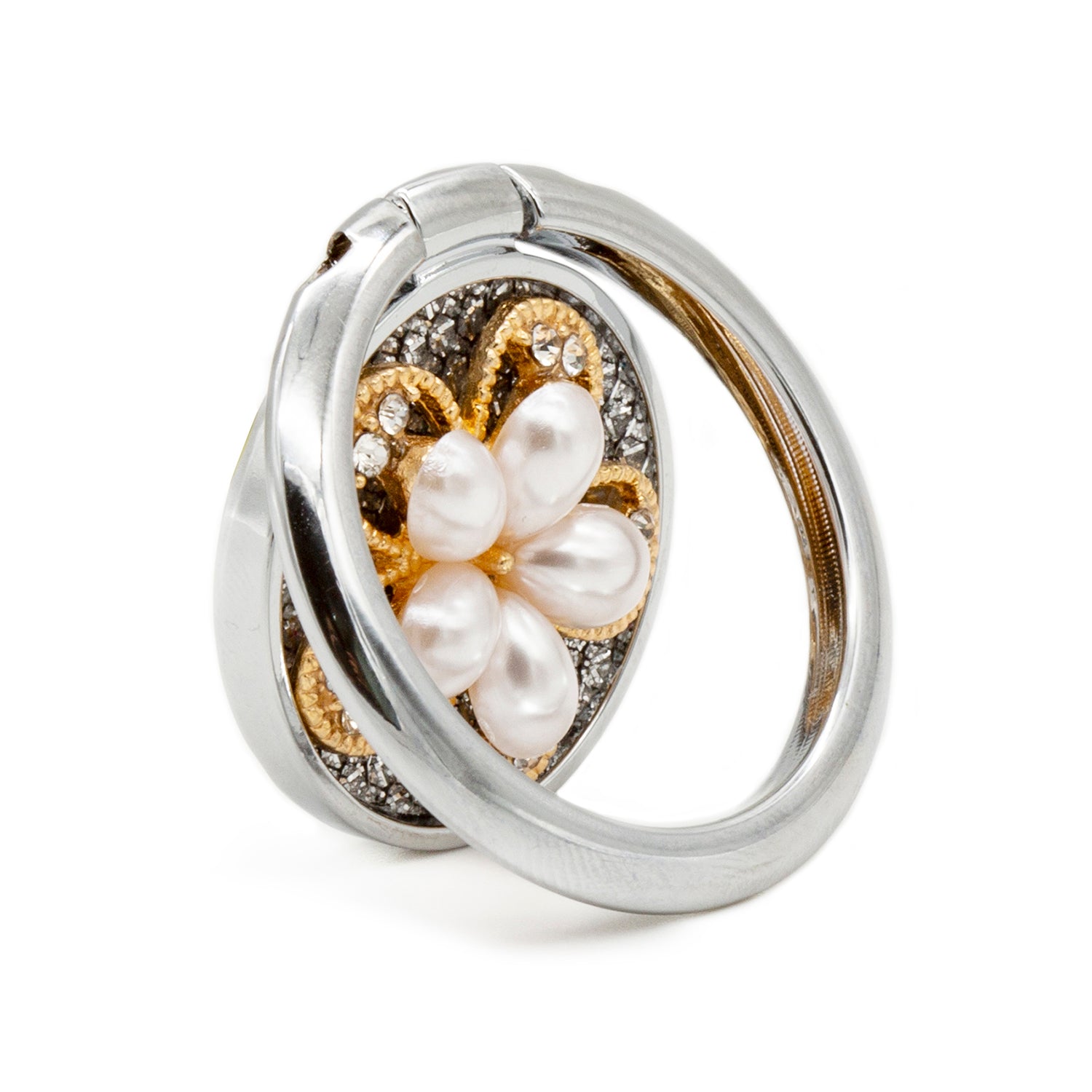 Bling bling pearl and diamonds mobile phone metal ring buckle / kickstand