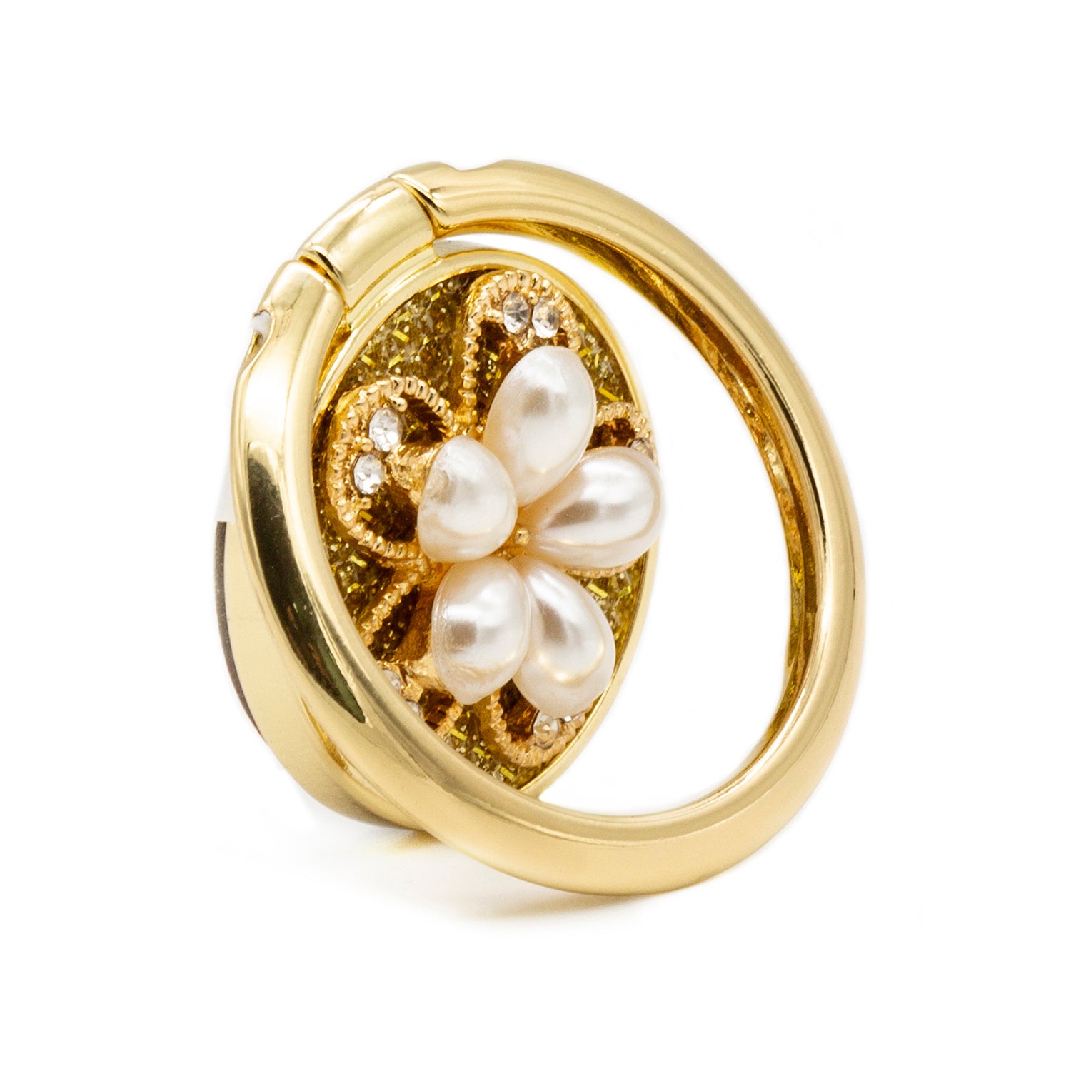 Bling bling pearl and diamonds mobile phone metal ring buckle / kickstand