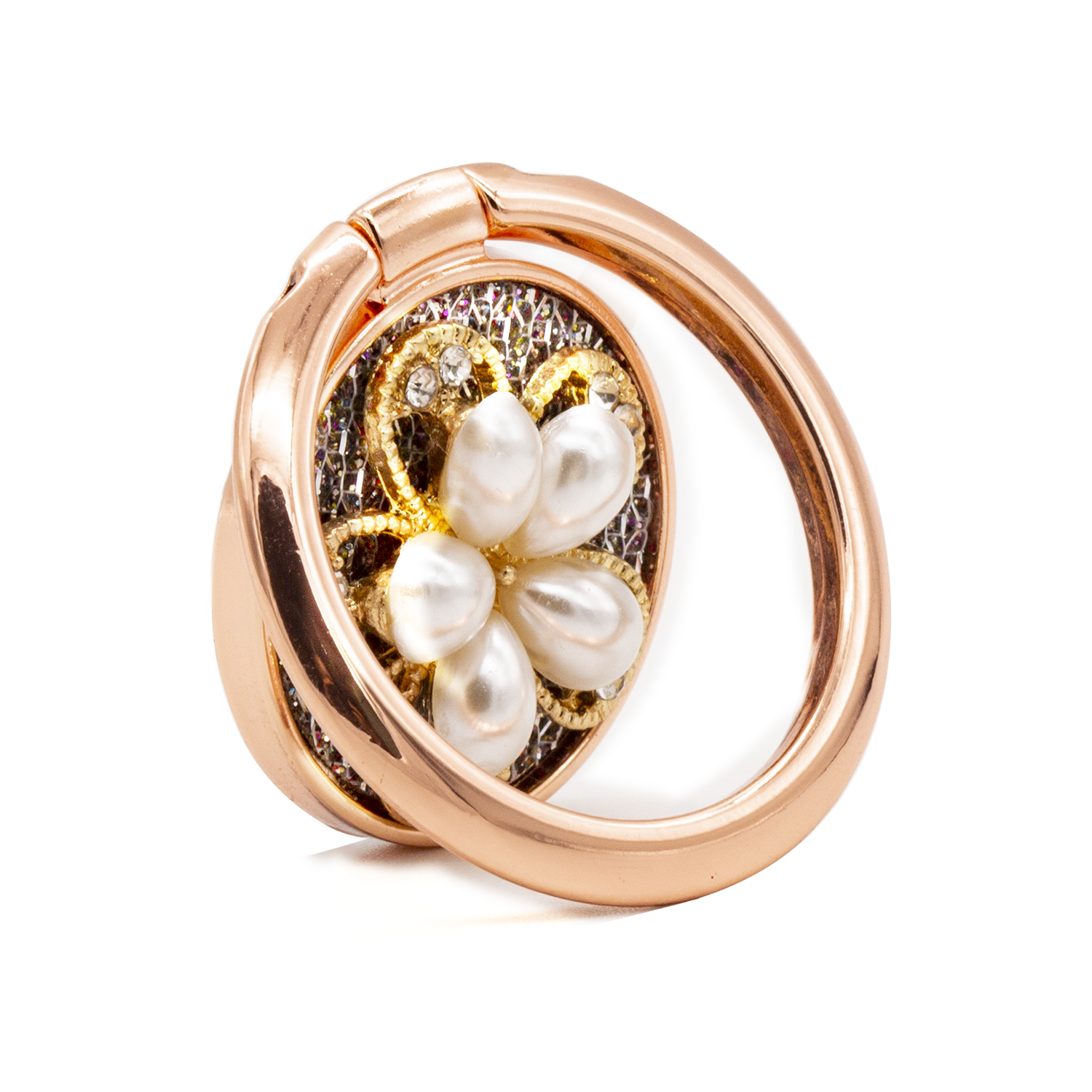 Bling bling pearl and diamonds mobile phone metal ring buckle / kickstand