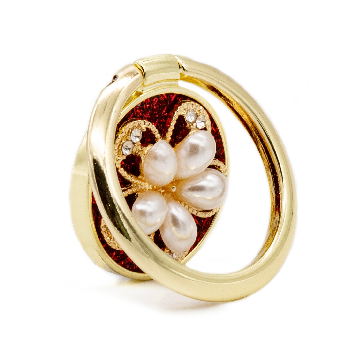 Bling bling pearl and diamonds mobile phone metal ring buckle / kickstand