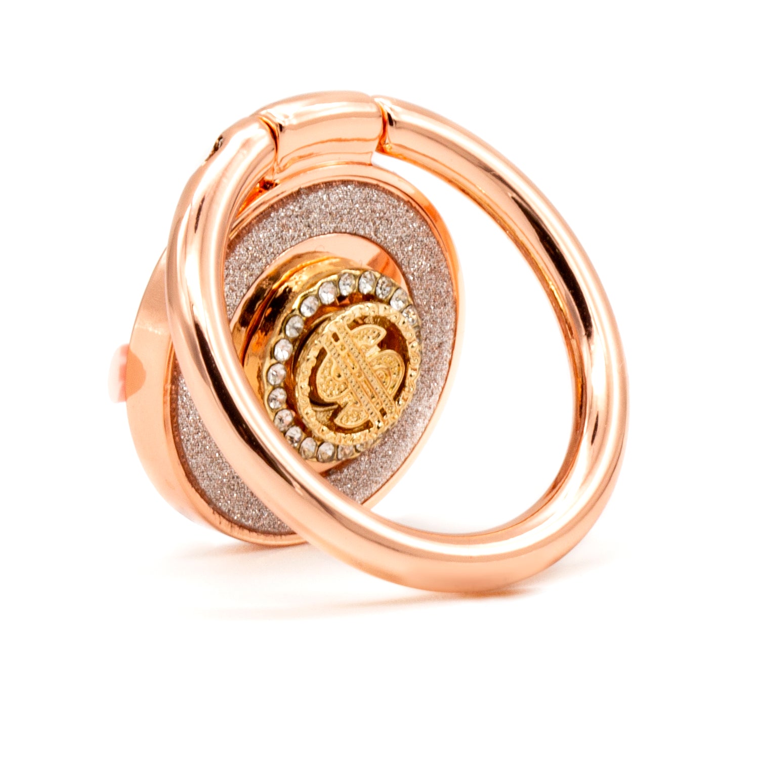 Diamond inlaid 360 ° rotating mobile phone metal ring buckle / kickstand