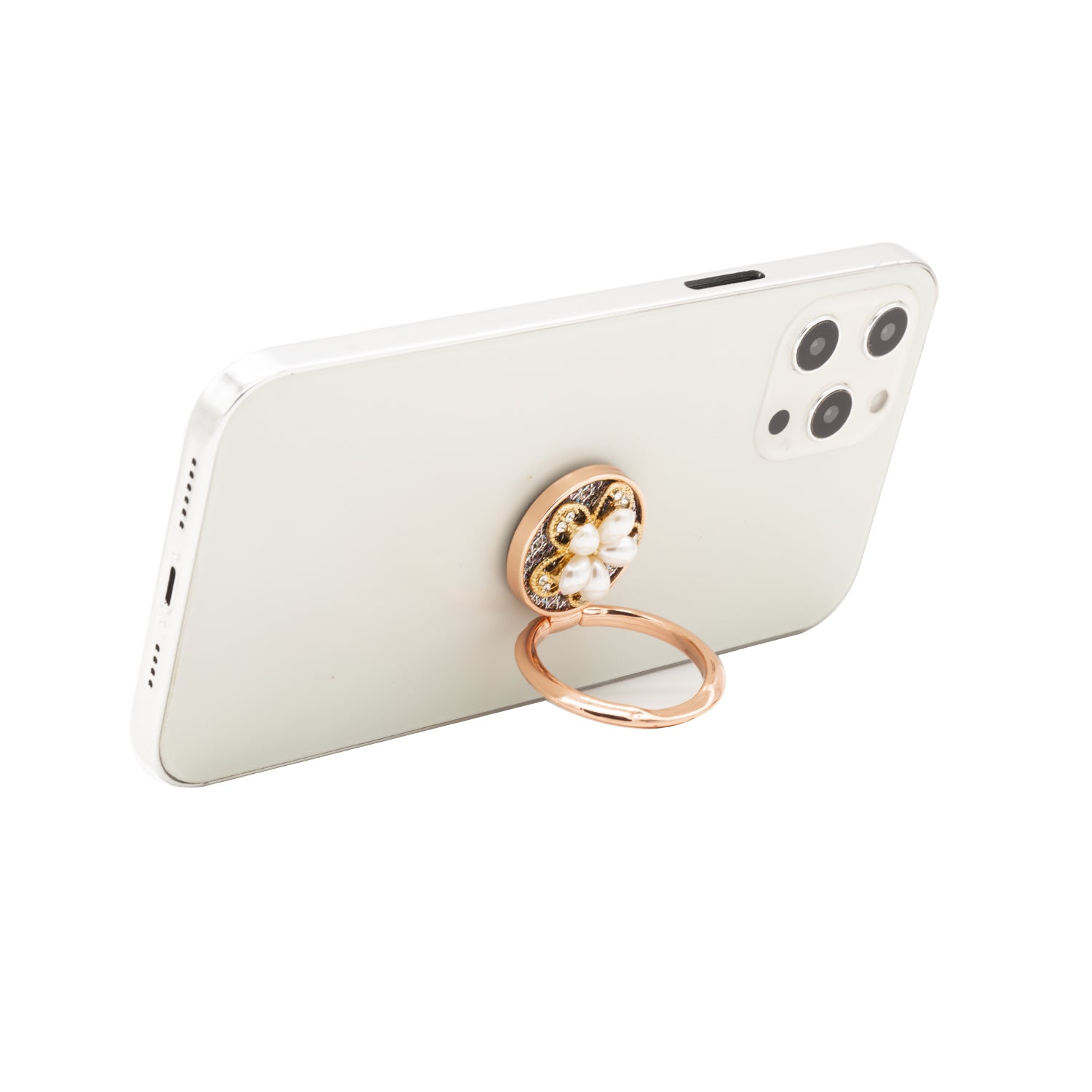 Bling bling pearl and diamonds mobile phone metal ring buckle / kickstand