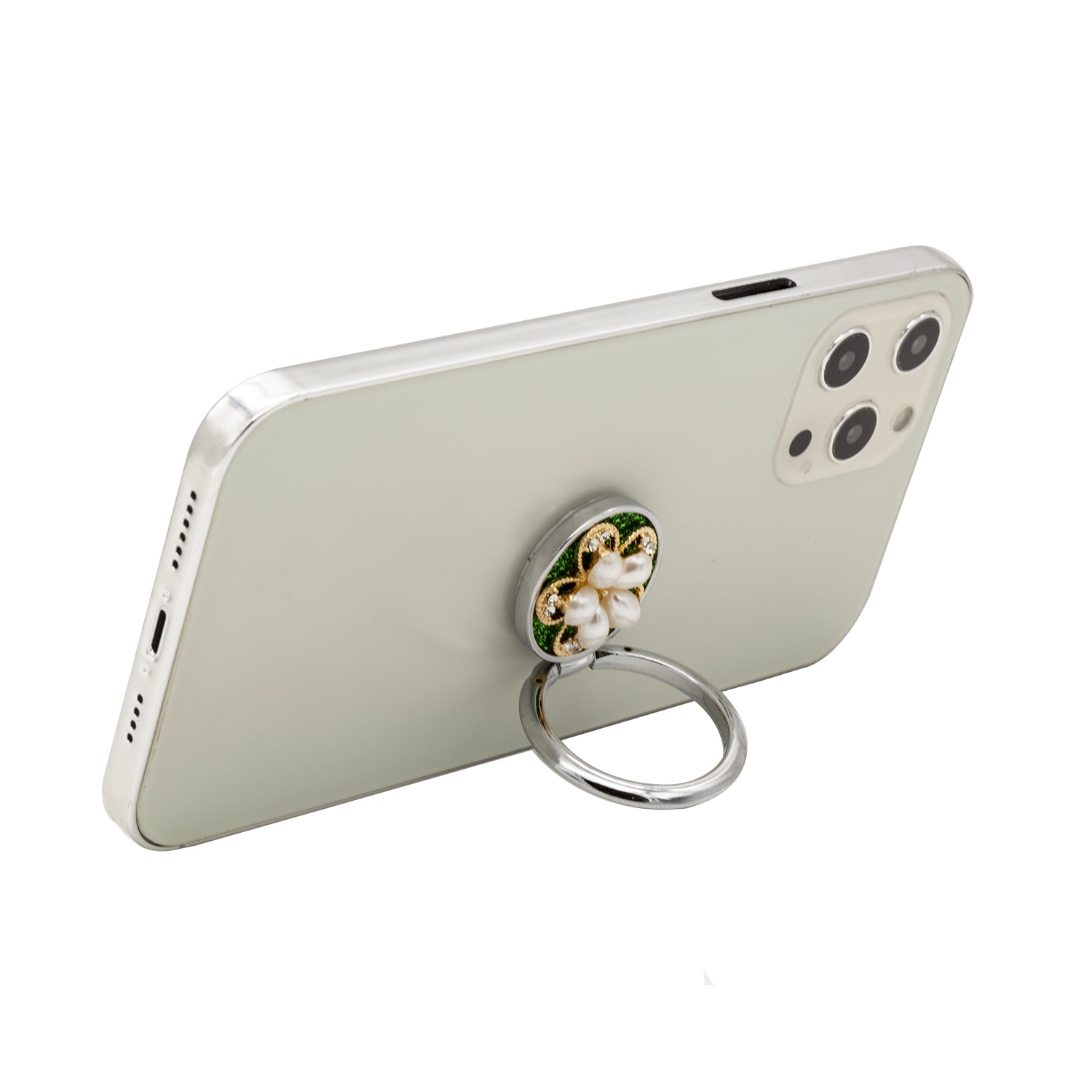 Bling bling pearl and diamonds mobile phone metal ring buckle / kickstand