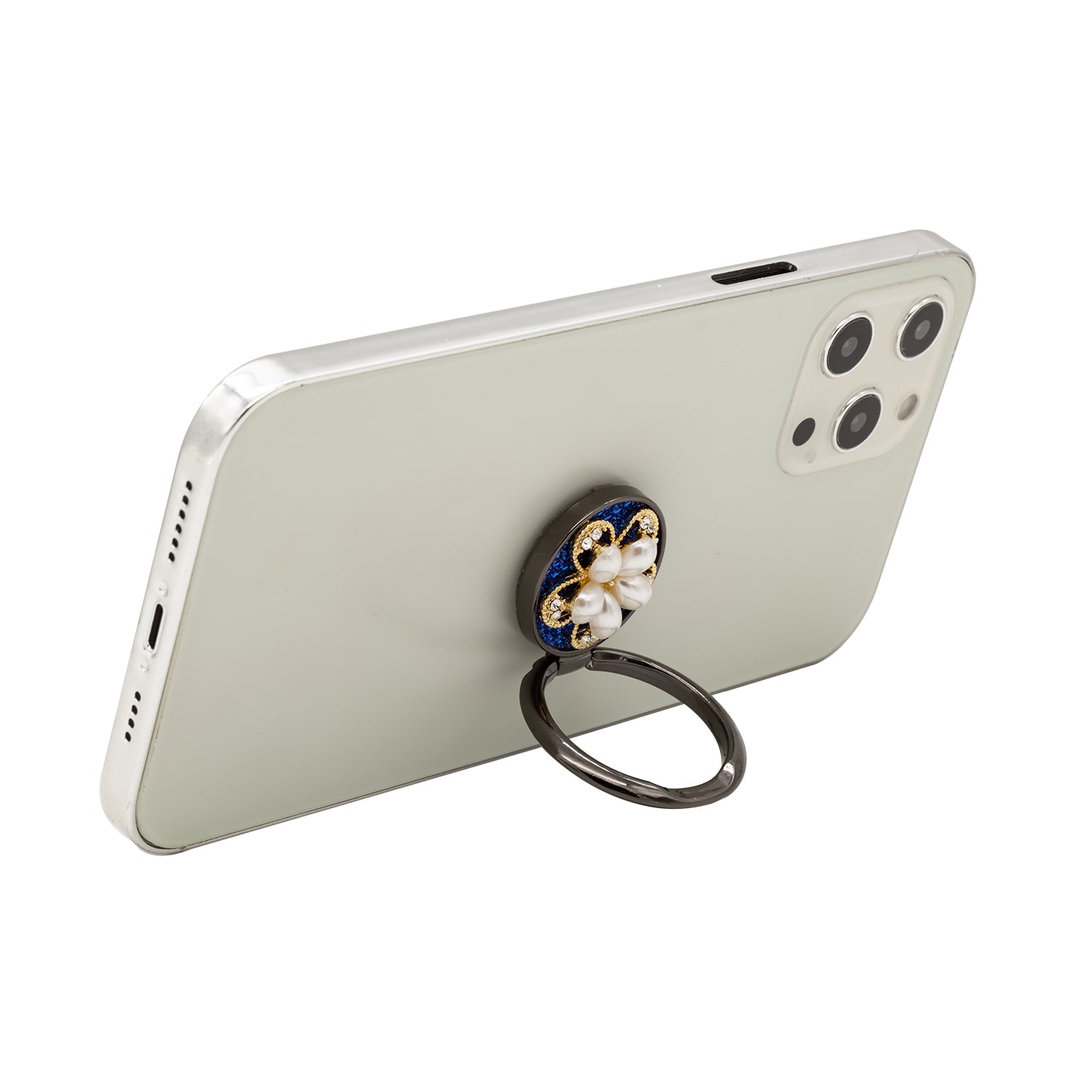 Bling bling pearl and diamonds mobile phone metal ring buckle / kickstand