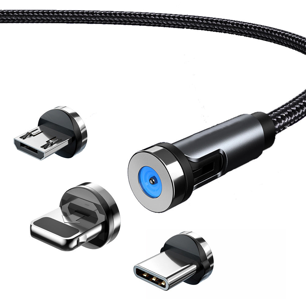 3 in 1 rotating magnetic Suction data Fast Charge Cable Compatible With iPhone 15 Series(3FT)