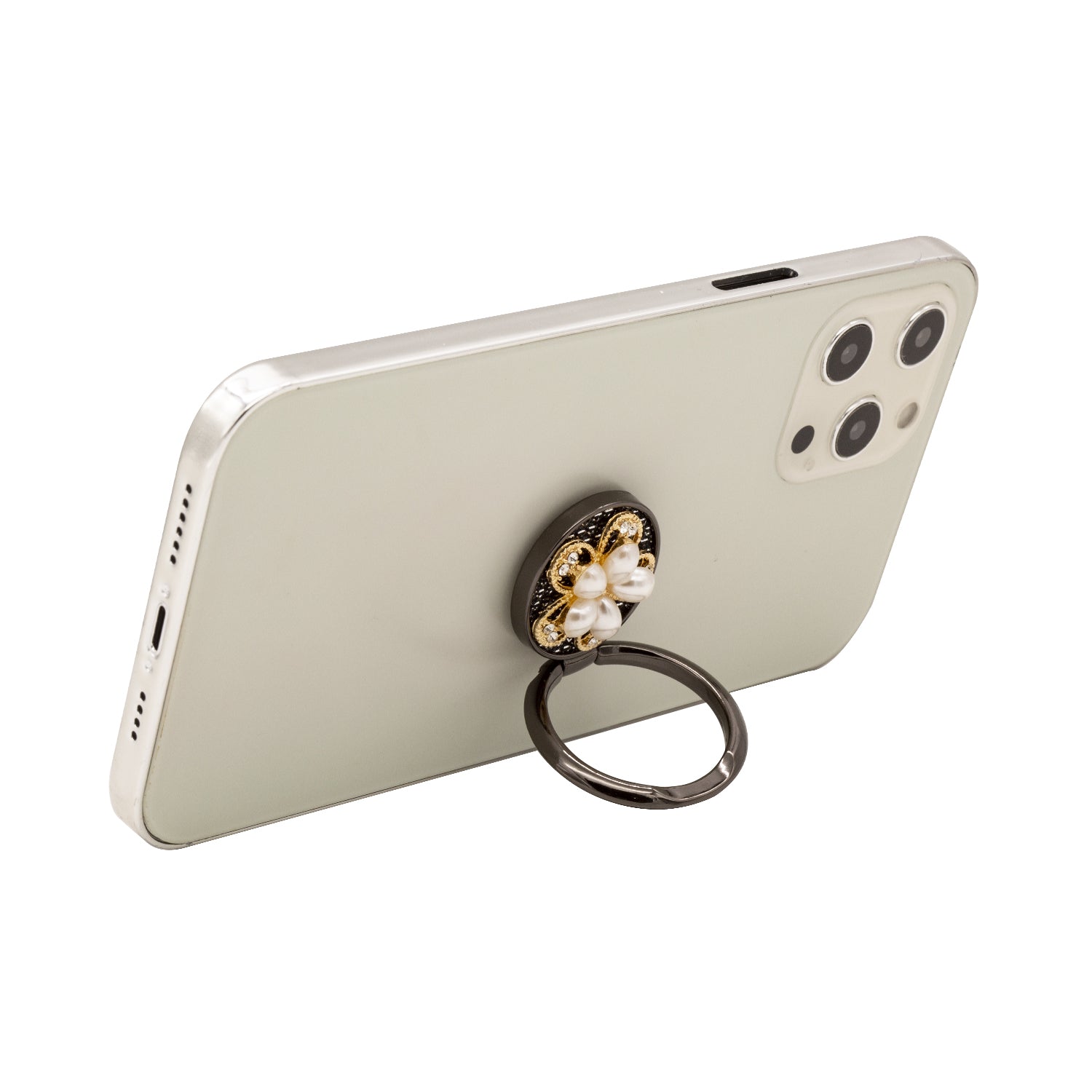 Bling bling pearl and diamonds mobile phone metal ring buckle / kickstand