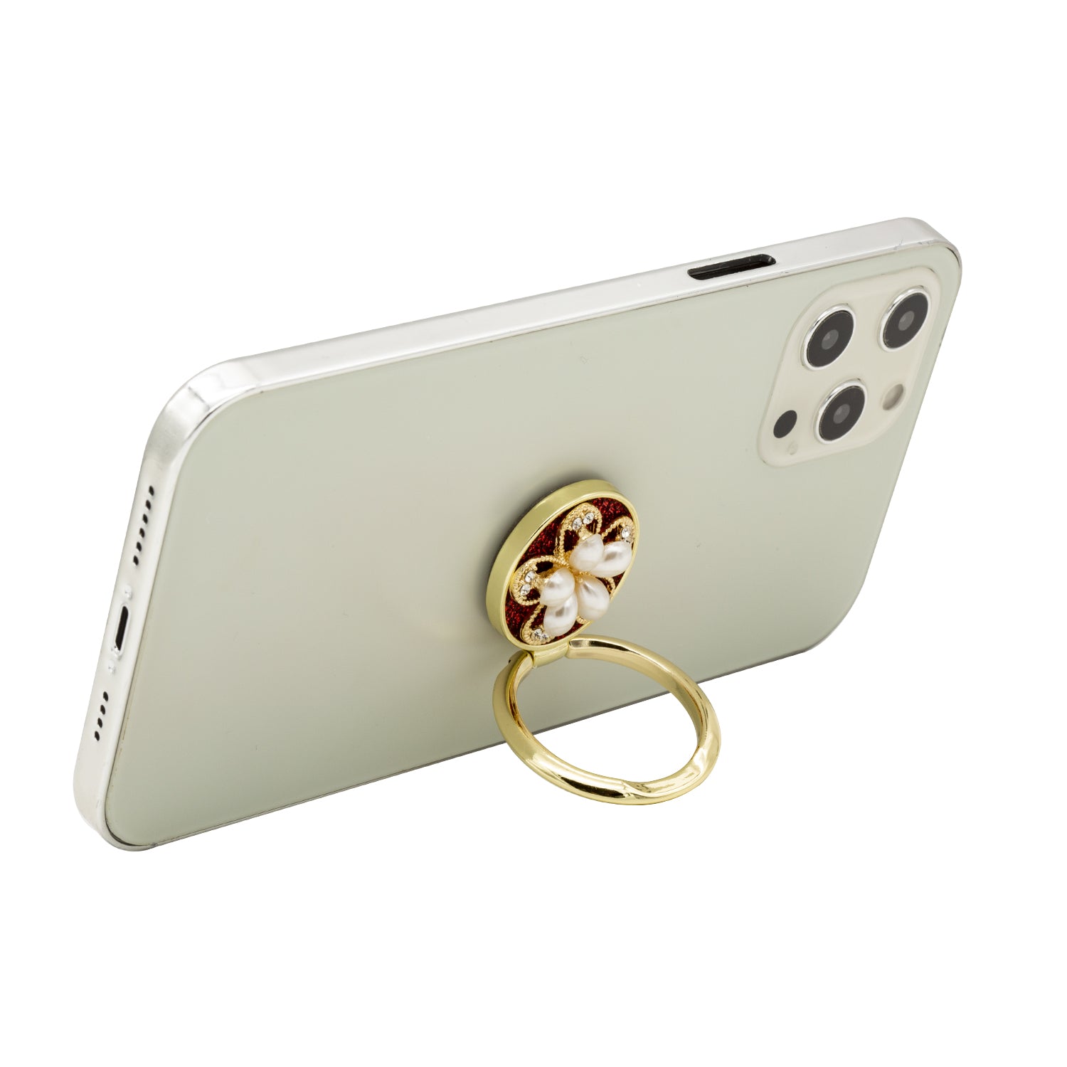 Bling bling pearl and diamonds mobile phone metal ring buckle / kickstand