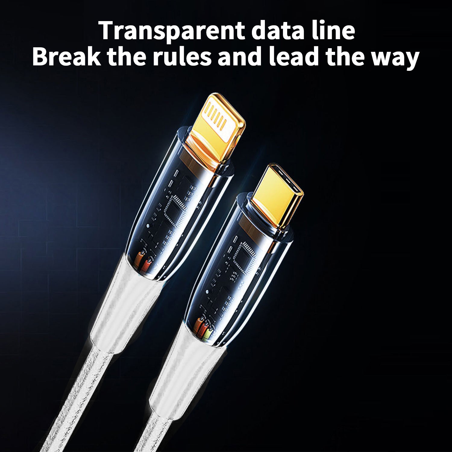 Lightning to Type-C Transparent Charging &Sync Data Cable