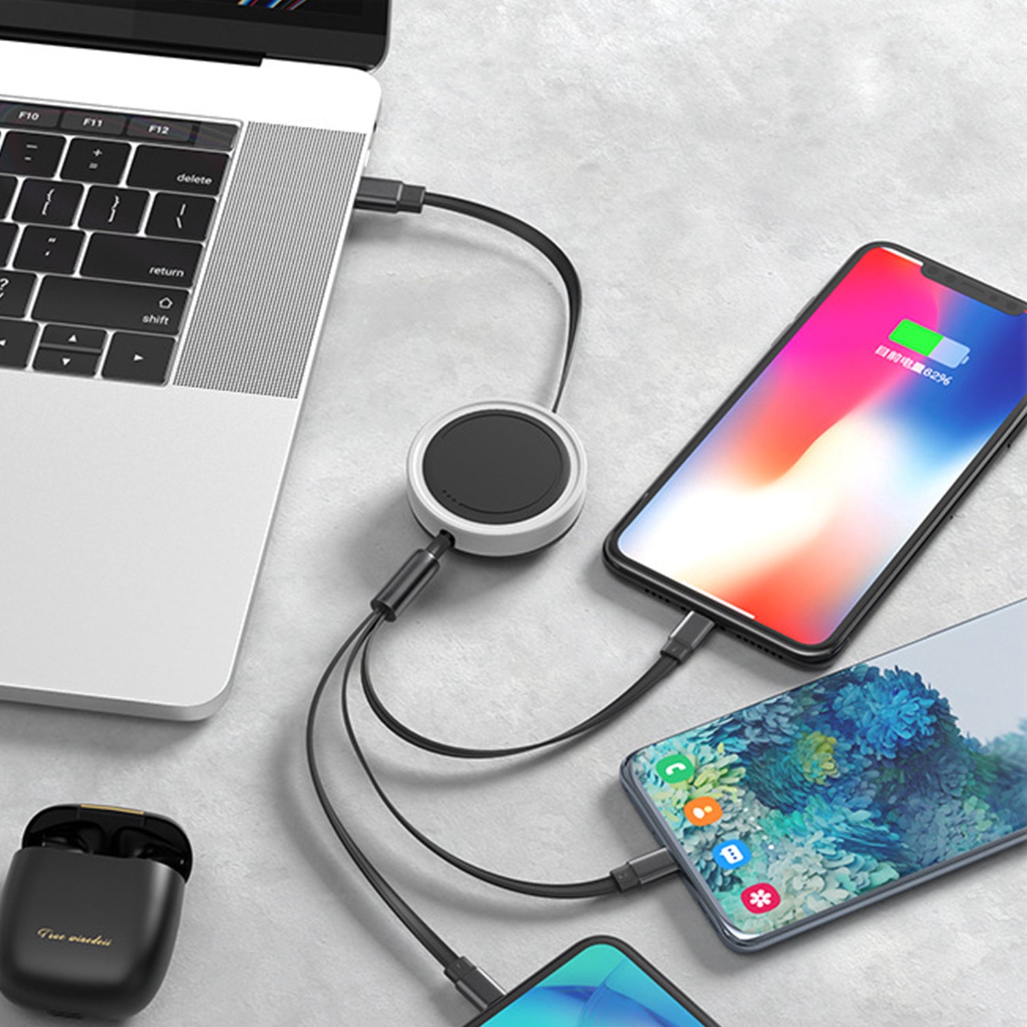 3 in 1(Lightning/Android/Type-C)66W ultra high speed charging telescopic cable