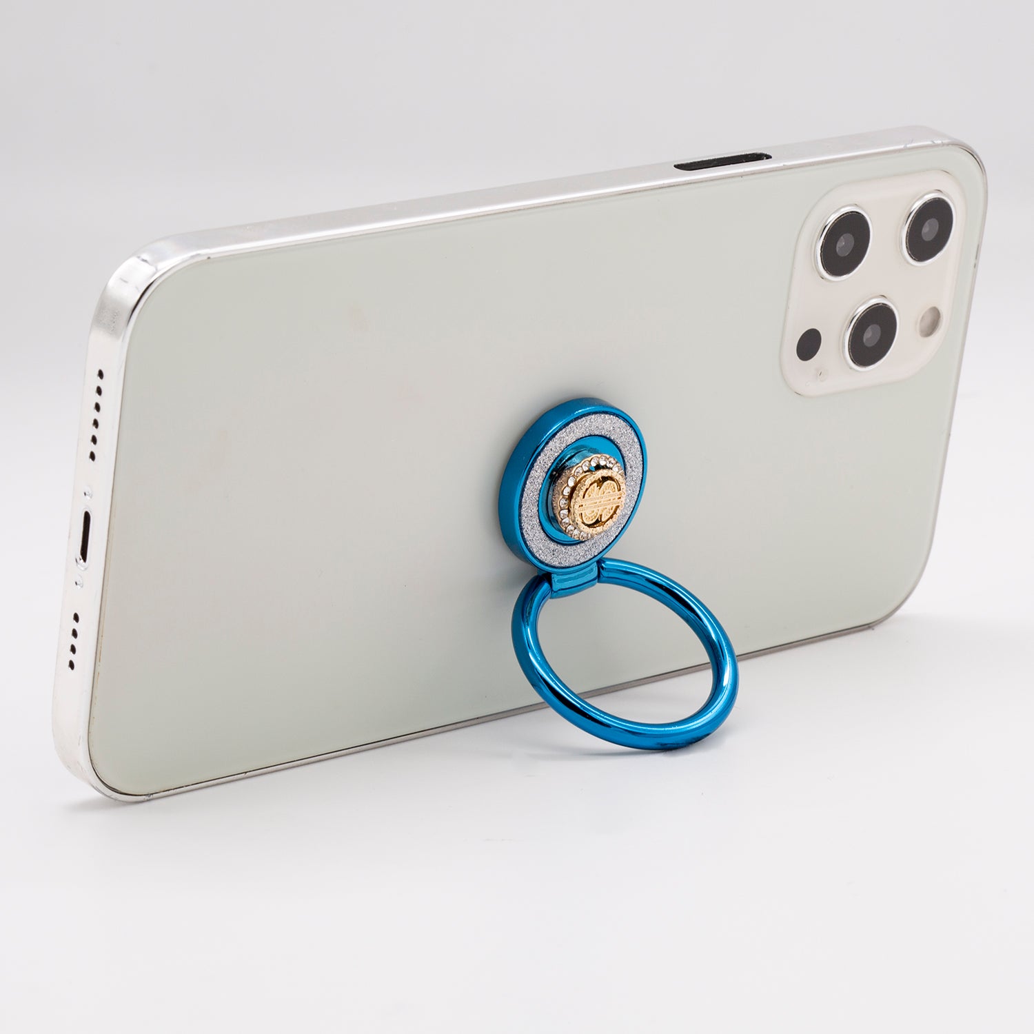 Diamond inlaid 360 ° rotating mobile phone metal ring buckle / kickstand