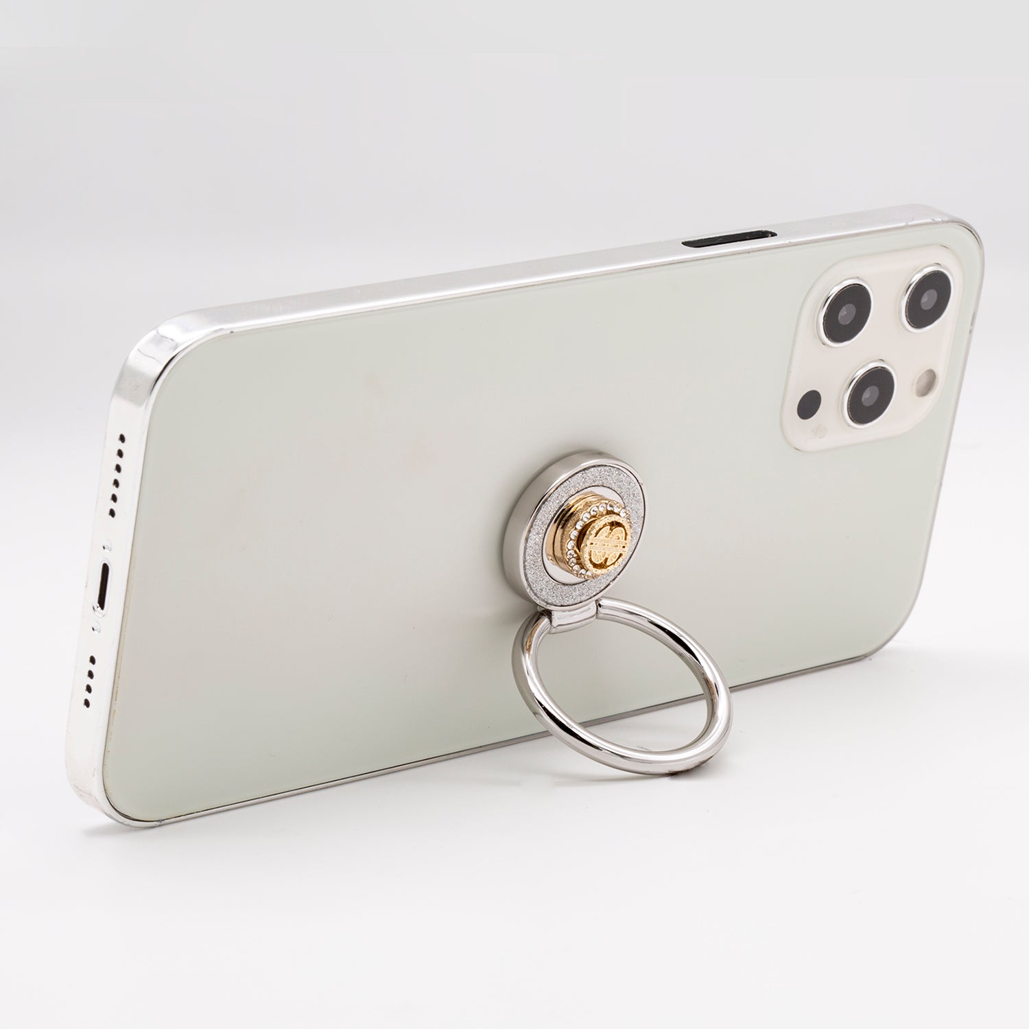 Diamond inlaid 360 ° rotating mobile phone metal ring buckle / kickstand